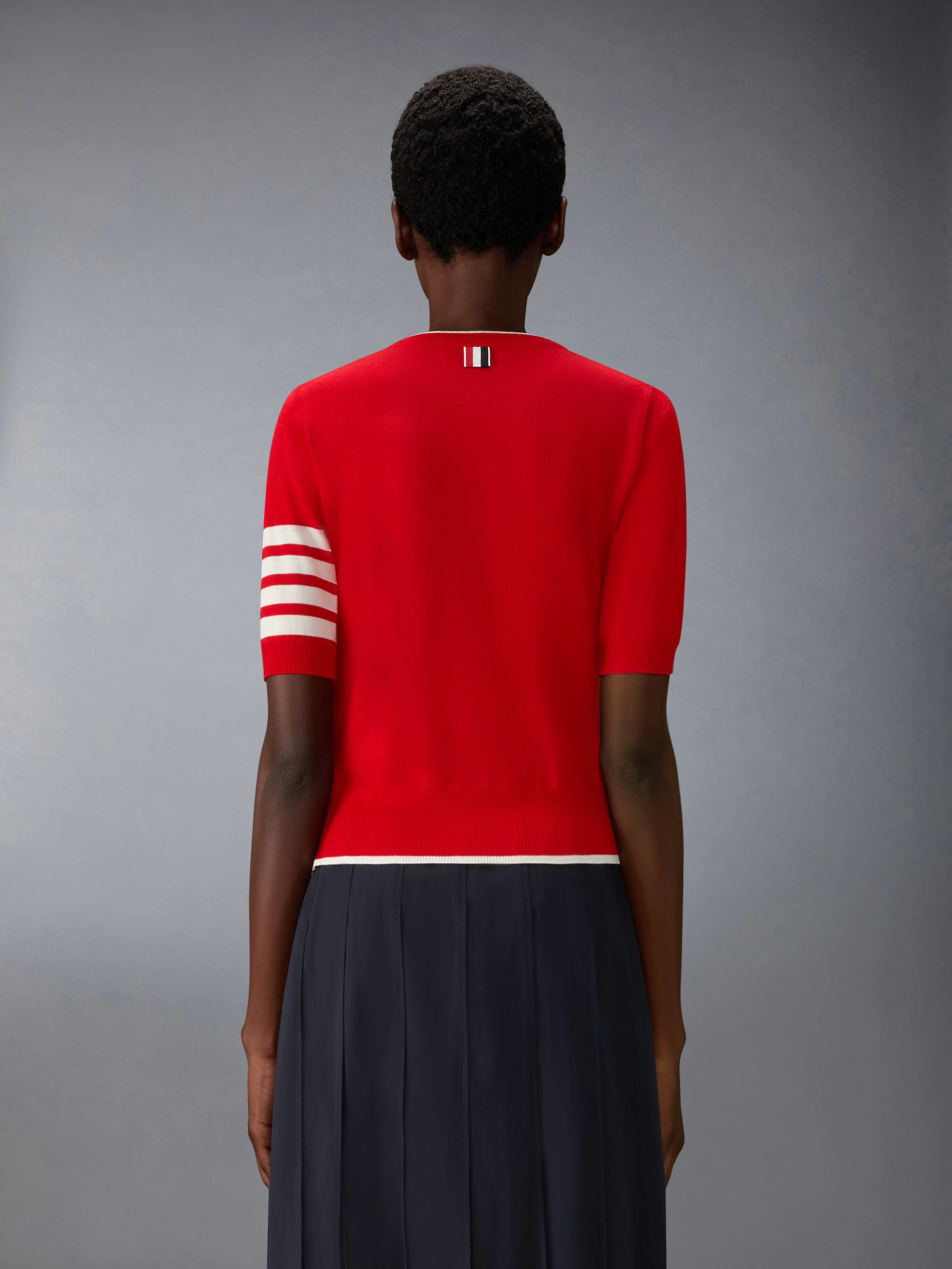 MERINO WOOL 4-BAR SHORT SLEEVE PULLOVER sold by Thom Browne product image thumbnail 2