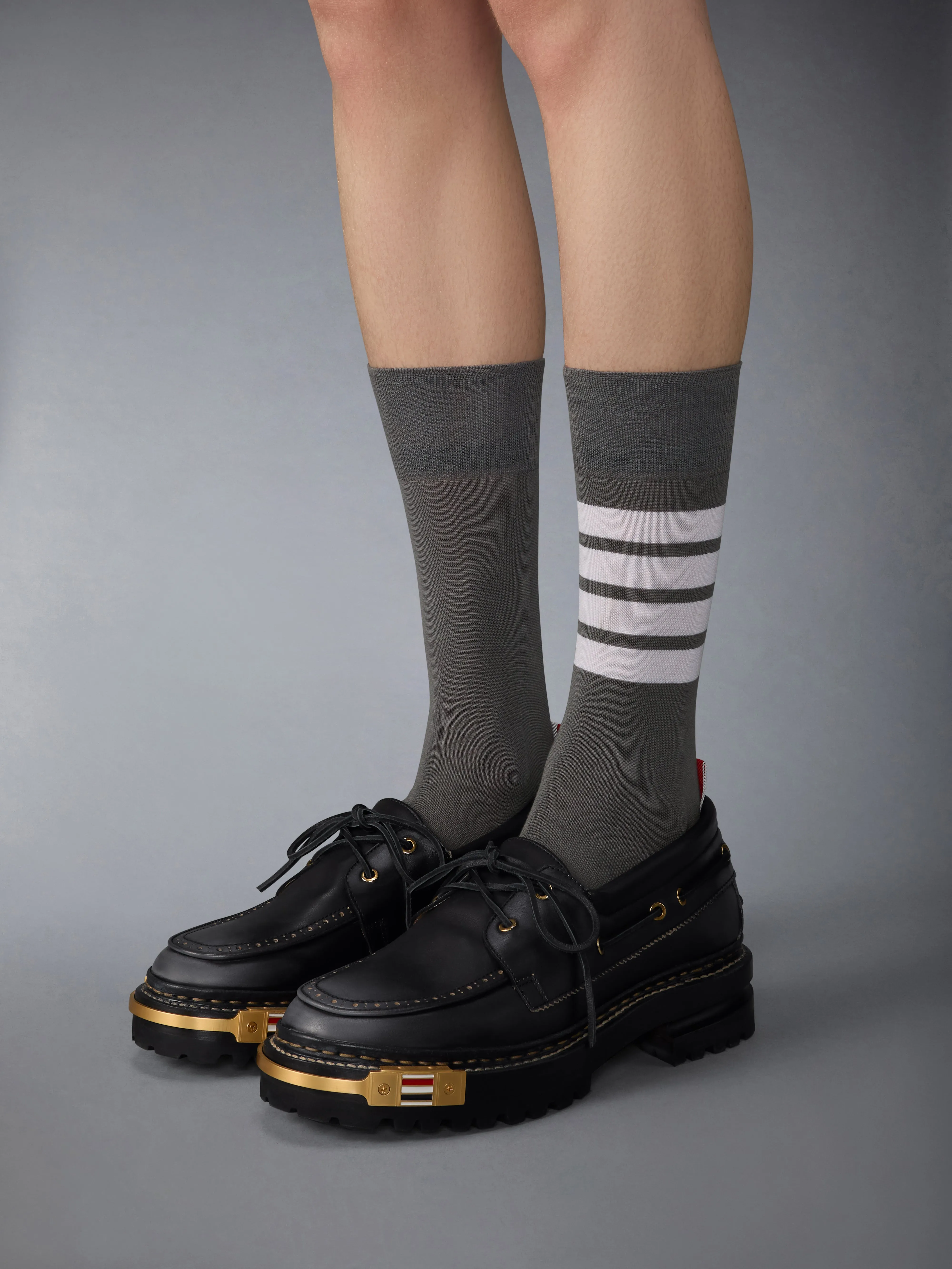 DISTRESSED CALF HIKING LEATHER SOLE BOAT SHOE sold by Thom Browne product image thumbnail 4