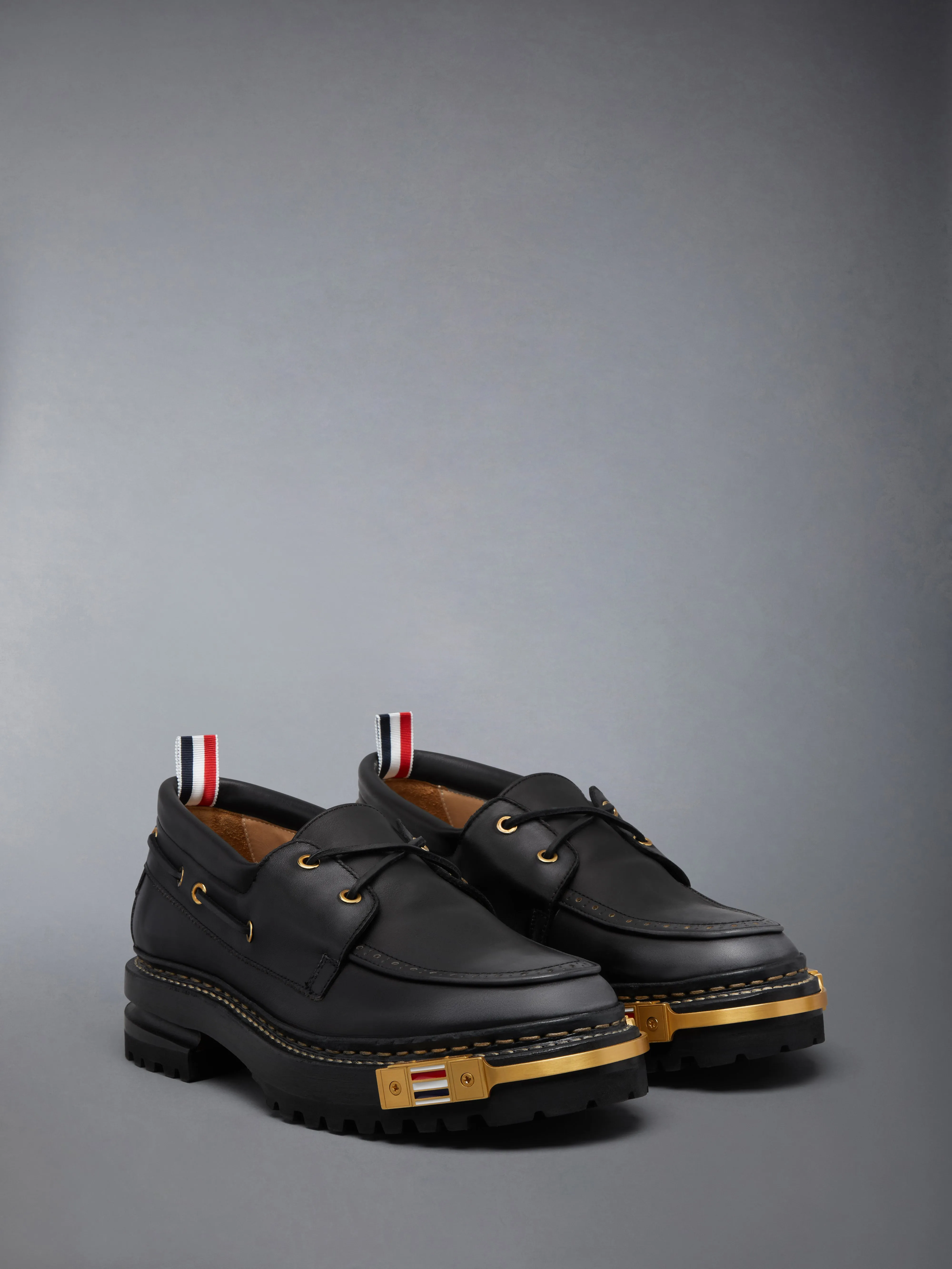 DISTRESSED CALF HIKING LEATHER SOLE BOAT SHOE sold by Thom Browne product image thumbnail 2