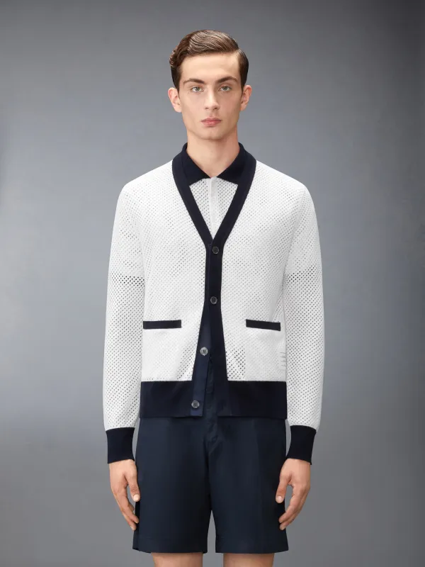 MESH CASHMERE CARDIGAN sold by Thom Browne