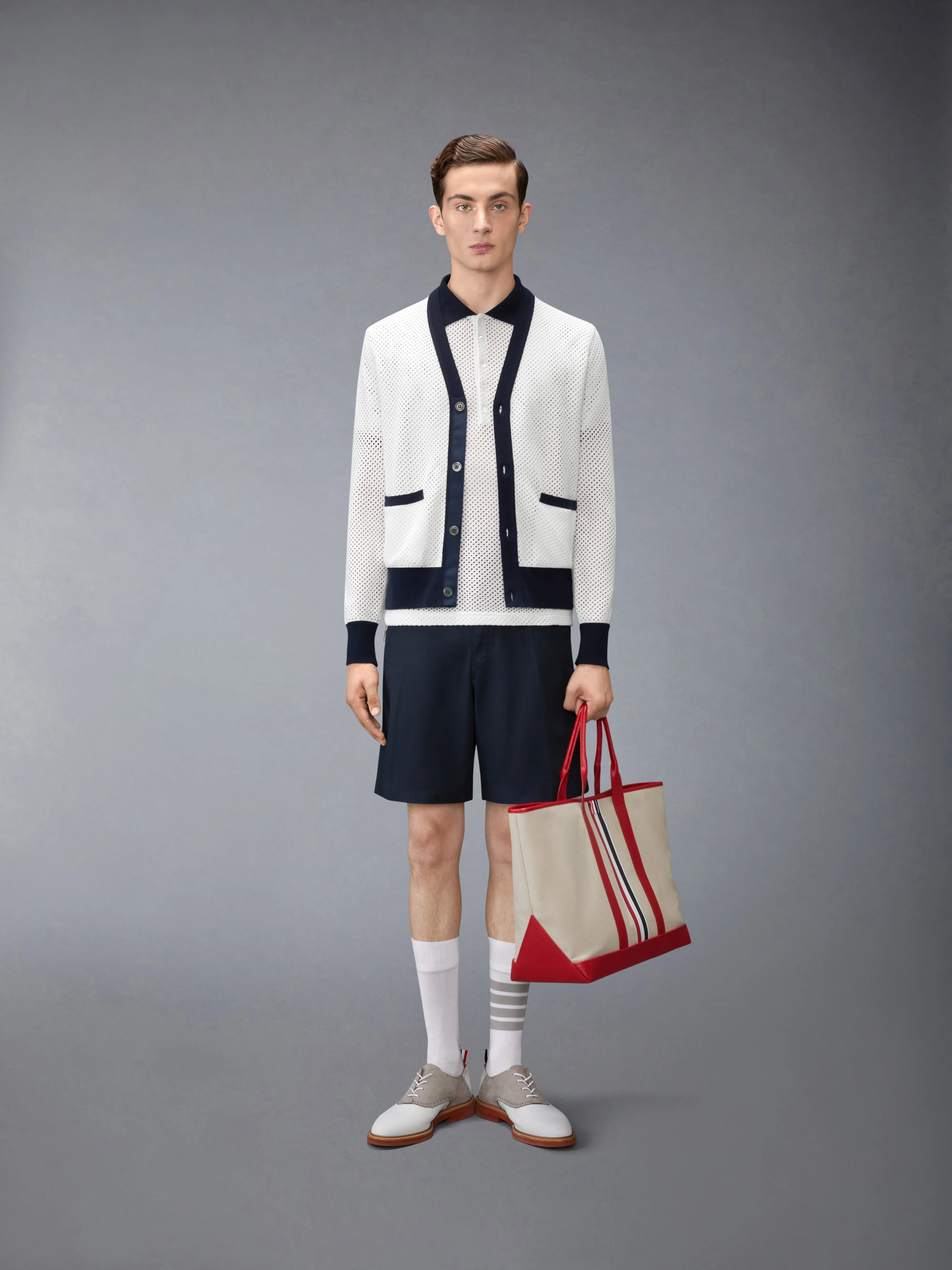 MESH CASHMERE CARDIGAN sold by Thom Browne product image thumbnail 3