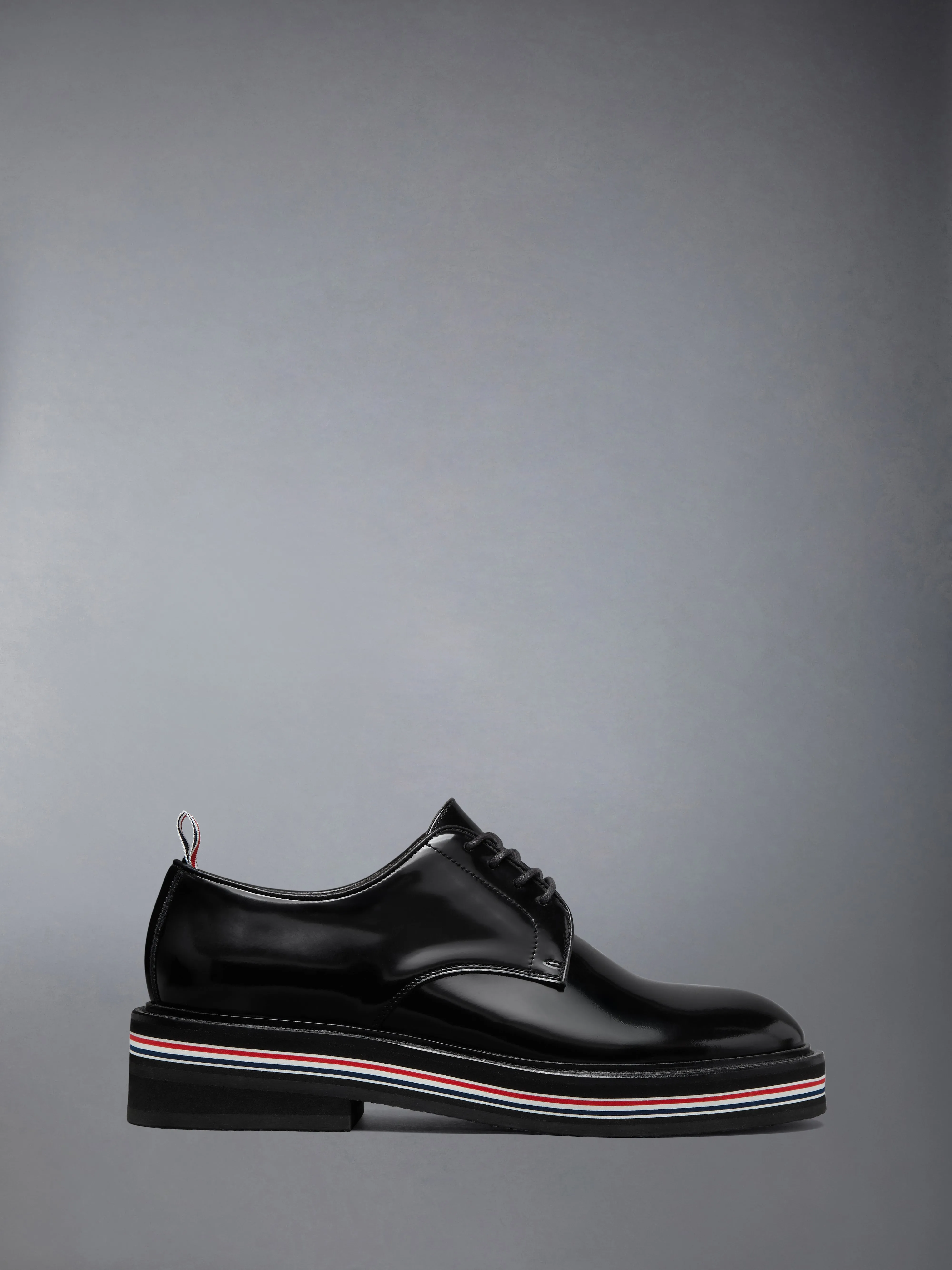 SOFT SPAZZOLATO RUBBER SOLE UNIFORM DERBY sold by Thom Browne