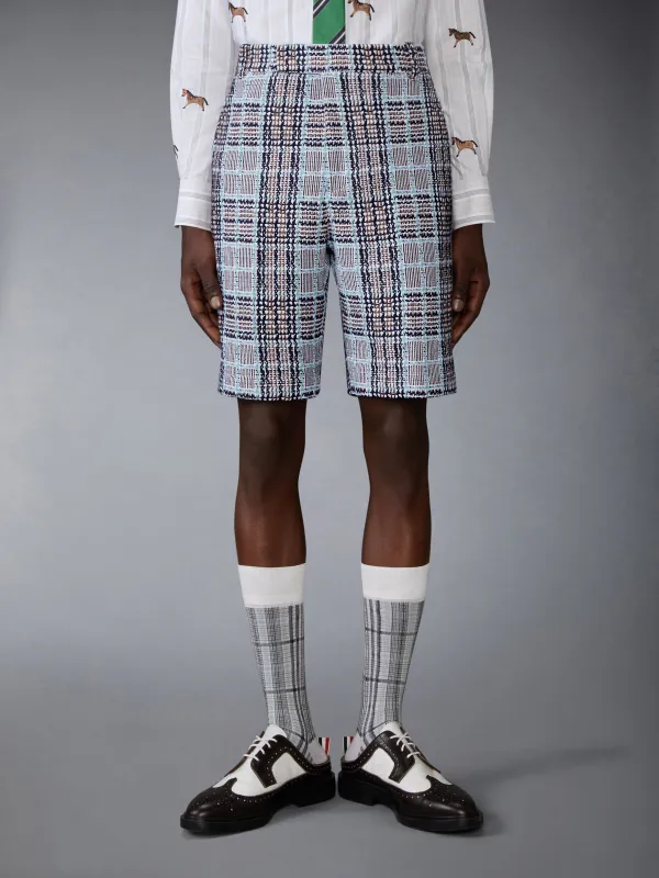PLAID CHECK SUMMER TWEED UTILITY CHINO SHORTS made by Thom Browne