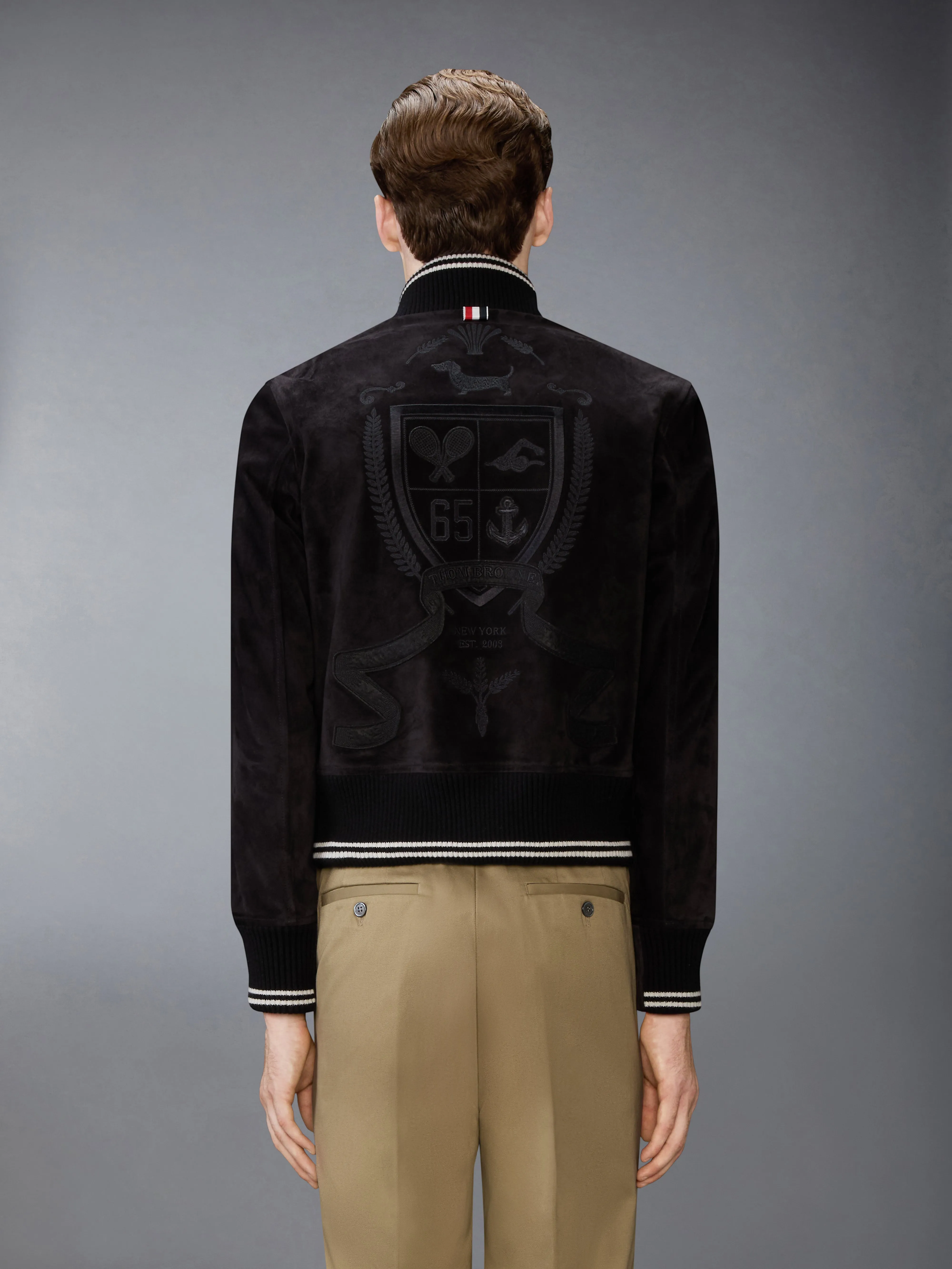 CALF SUEDE RIB KNIT BOMBER JACKET sold by Thom Browne product image thumbnail 2