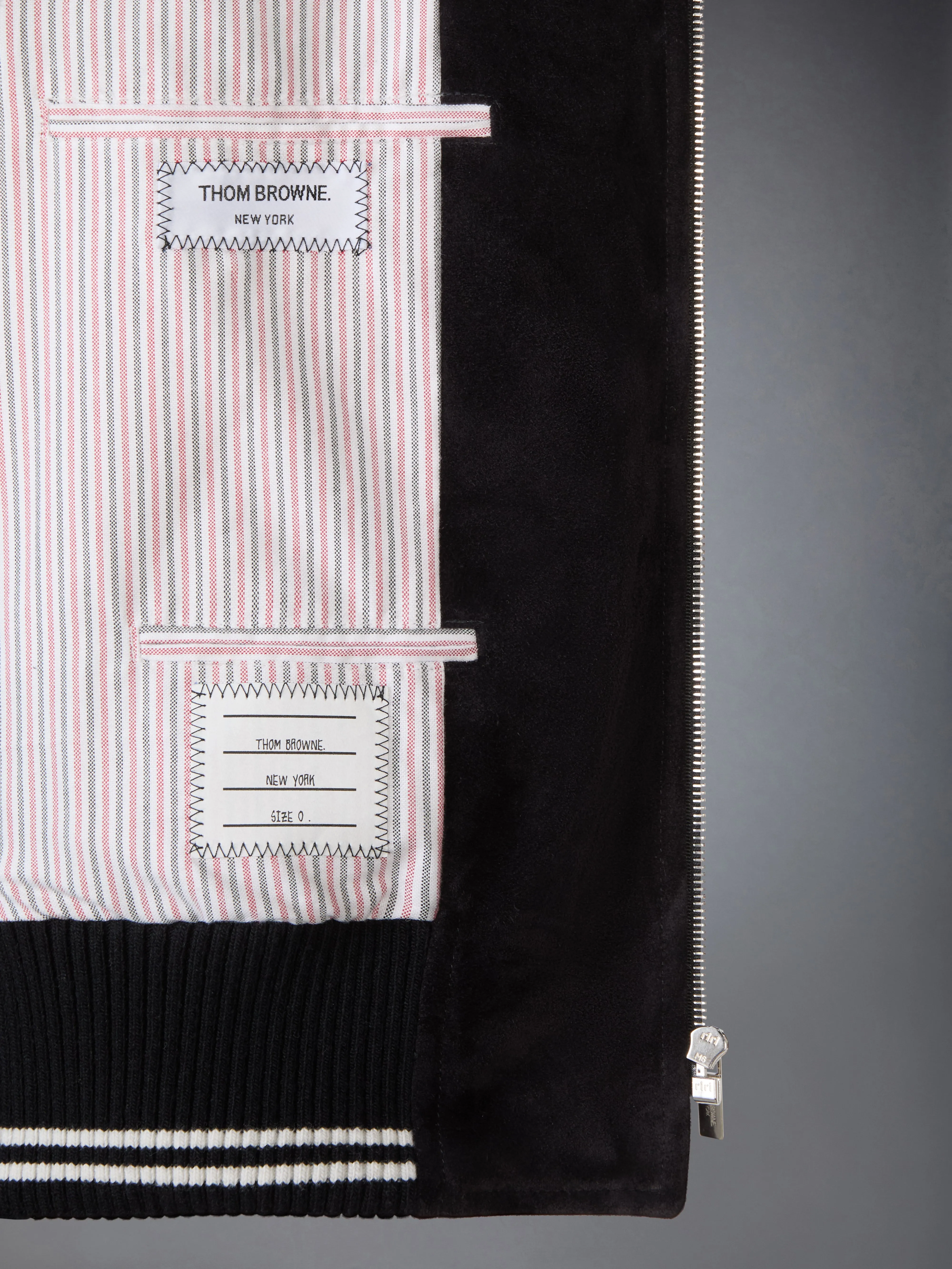 CALF SUEDE RIB KNIT BOMBER JACKET sold by Thom Browne product image thumbnail 4