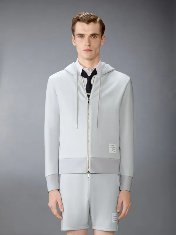 LOOPBACK JERSEY 4-BAR ZIP UP HOODIE sold by Thom Browne
