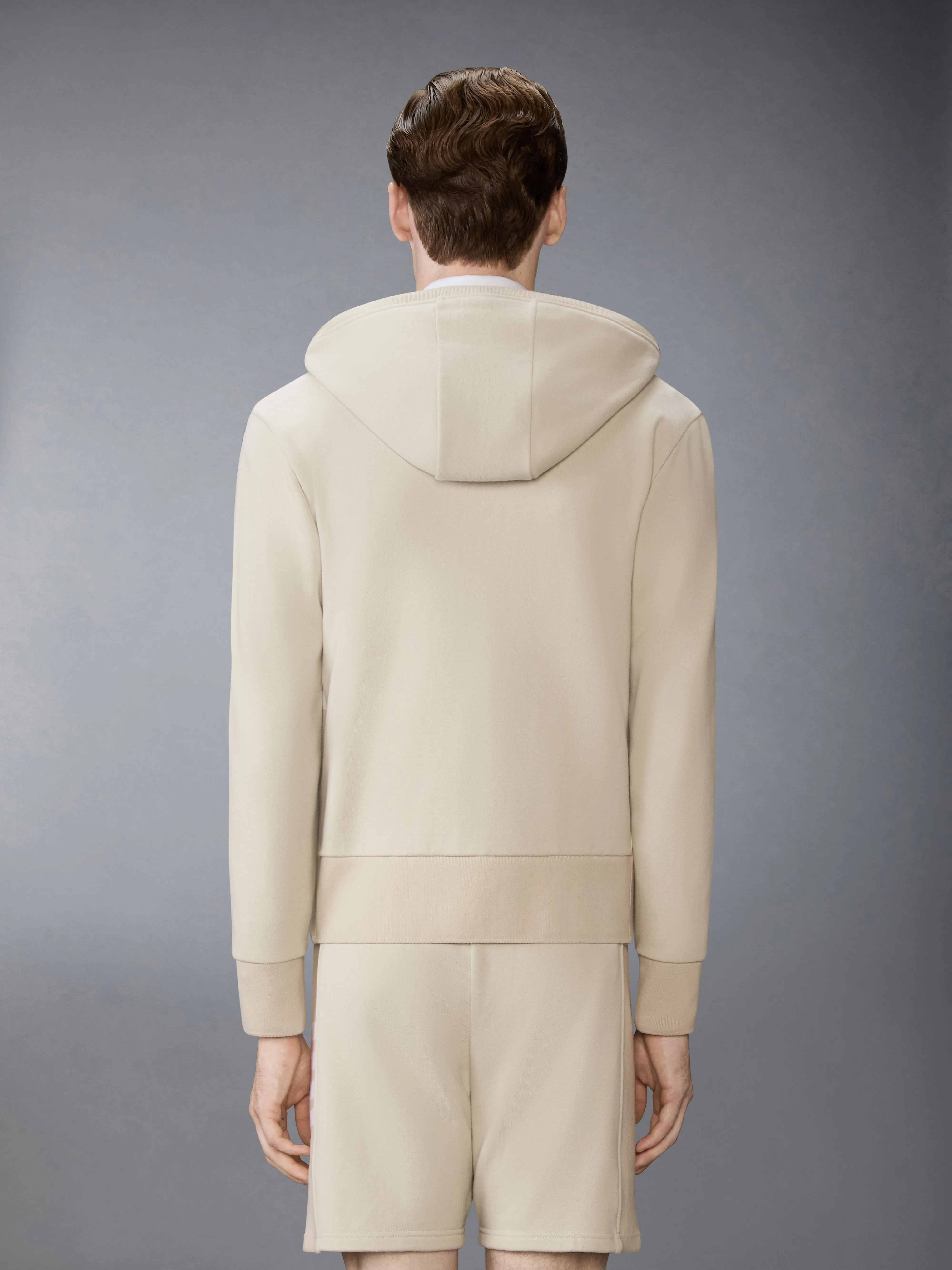 LOOPBACK JERSEY 4-BAR ZIP UP HOODIE sold by Thom Browne product image thumbnail 2