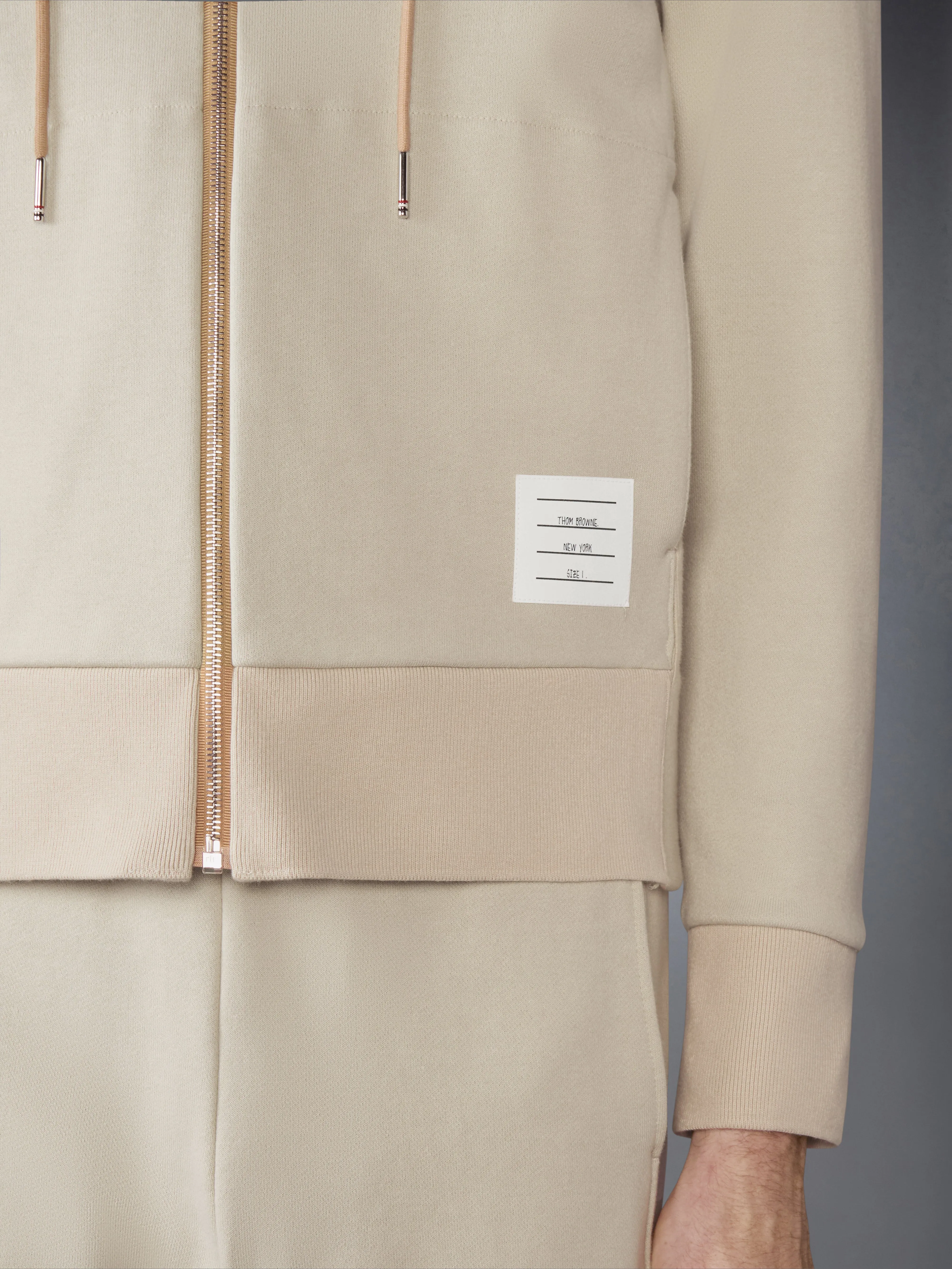 LOOPBACK JERSEY 4-BAR ZIP UP HOODIE sold by Thom Browne product image thumbnail 5