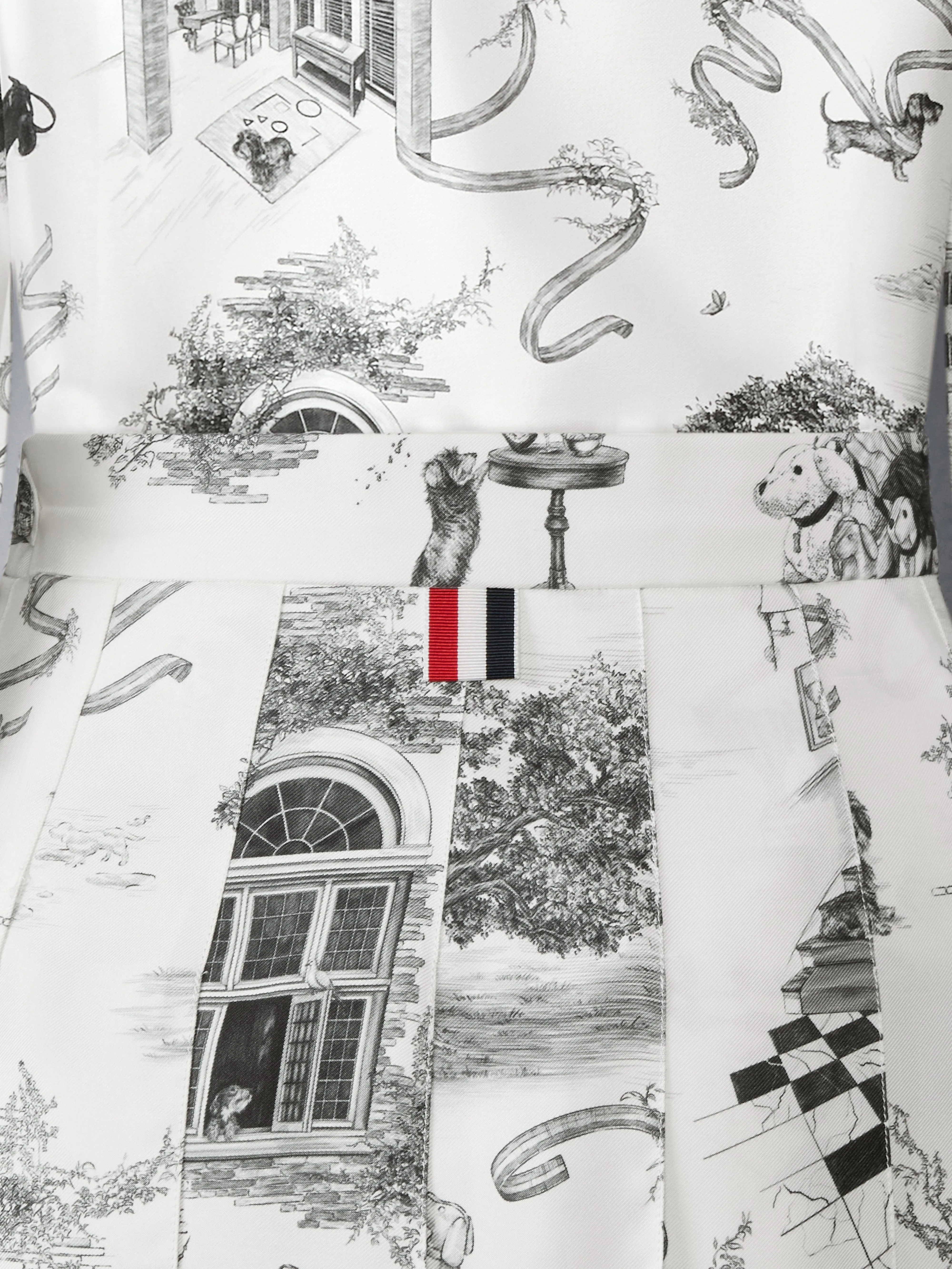 SILK TWILL HECTOR TOILE PLEATED SKIRT sold by Thom Browne product image thumbnail 5