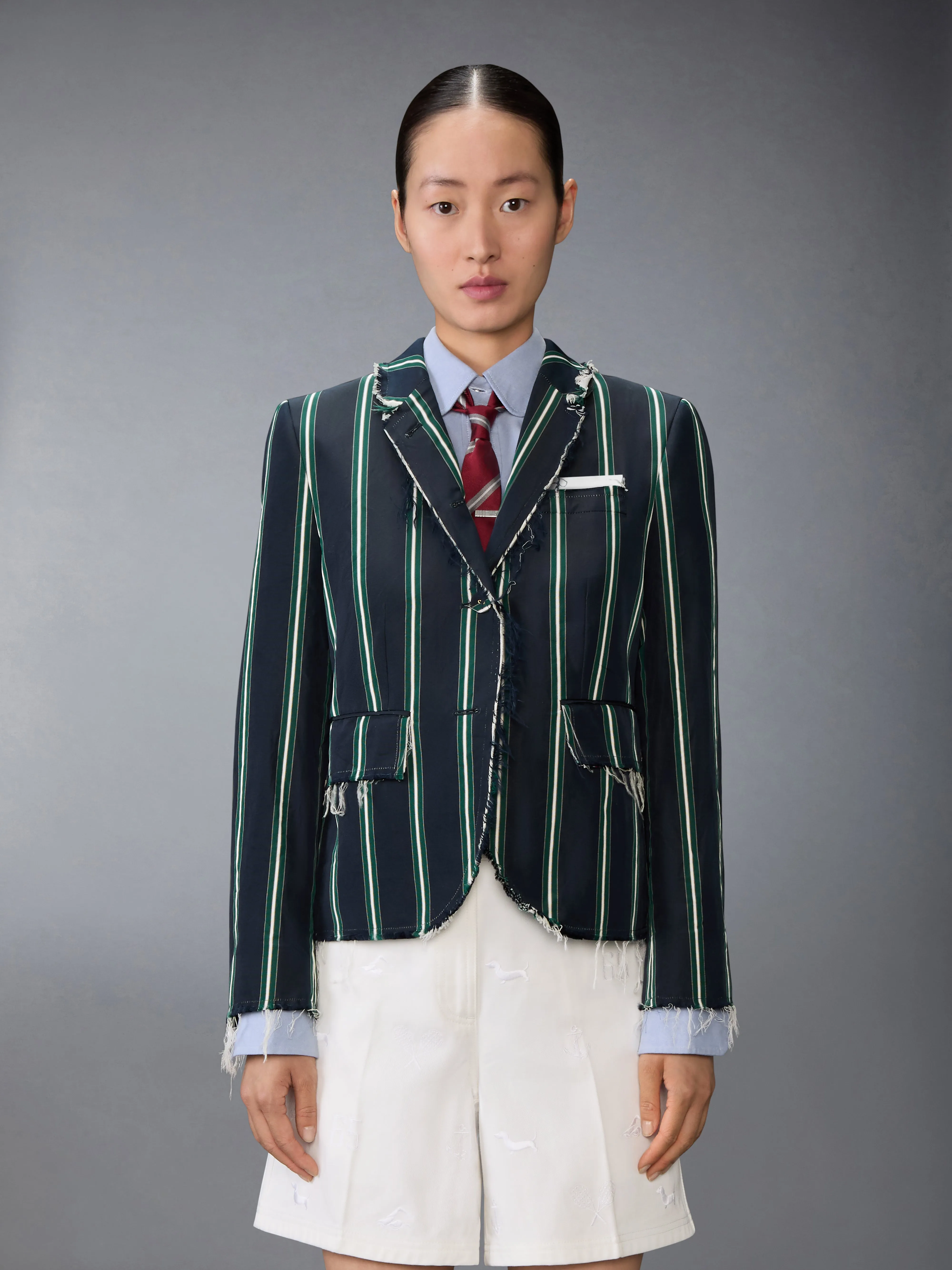 RAW EDGE SCHOOL STRIPE MOGADOR SPORTCOAT sold by Thom Browne