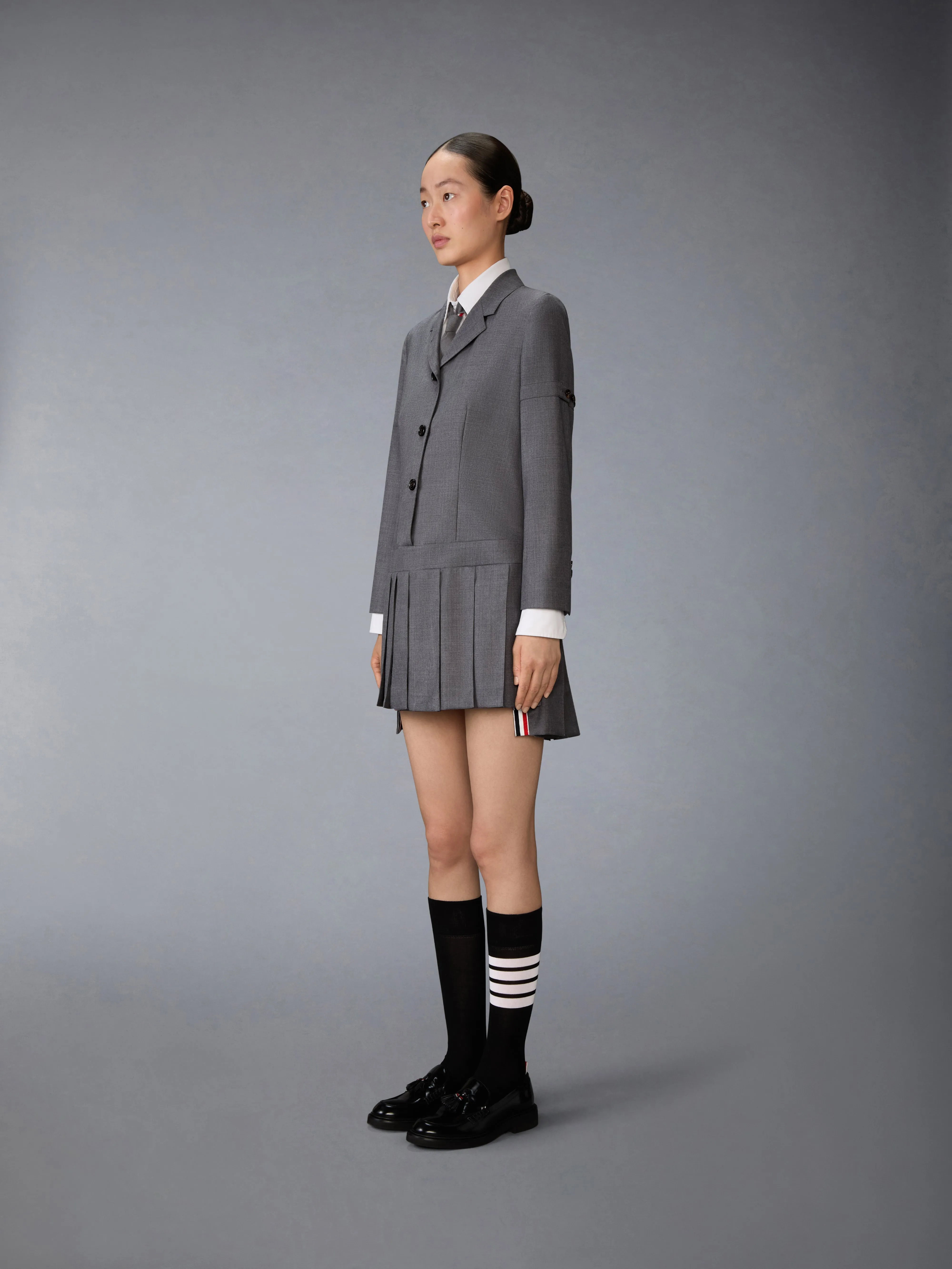 SUPER 120'S TWILL SPORTCOAT PLEATED MINI DRESS sold by Thom Browne product image thumbnail 3