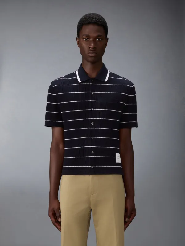 STRIPE WAFFLE SHORT SLEEVE SHIRT sold by Thom Browne