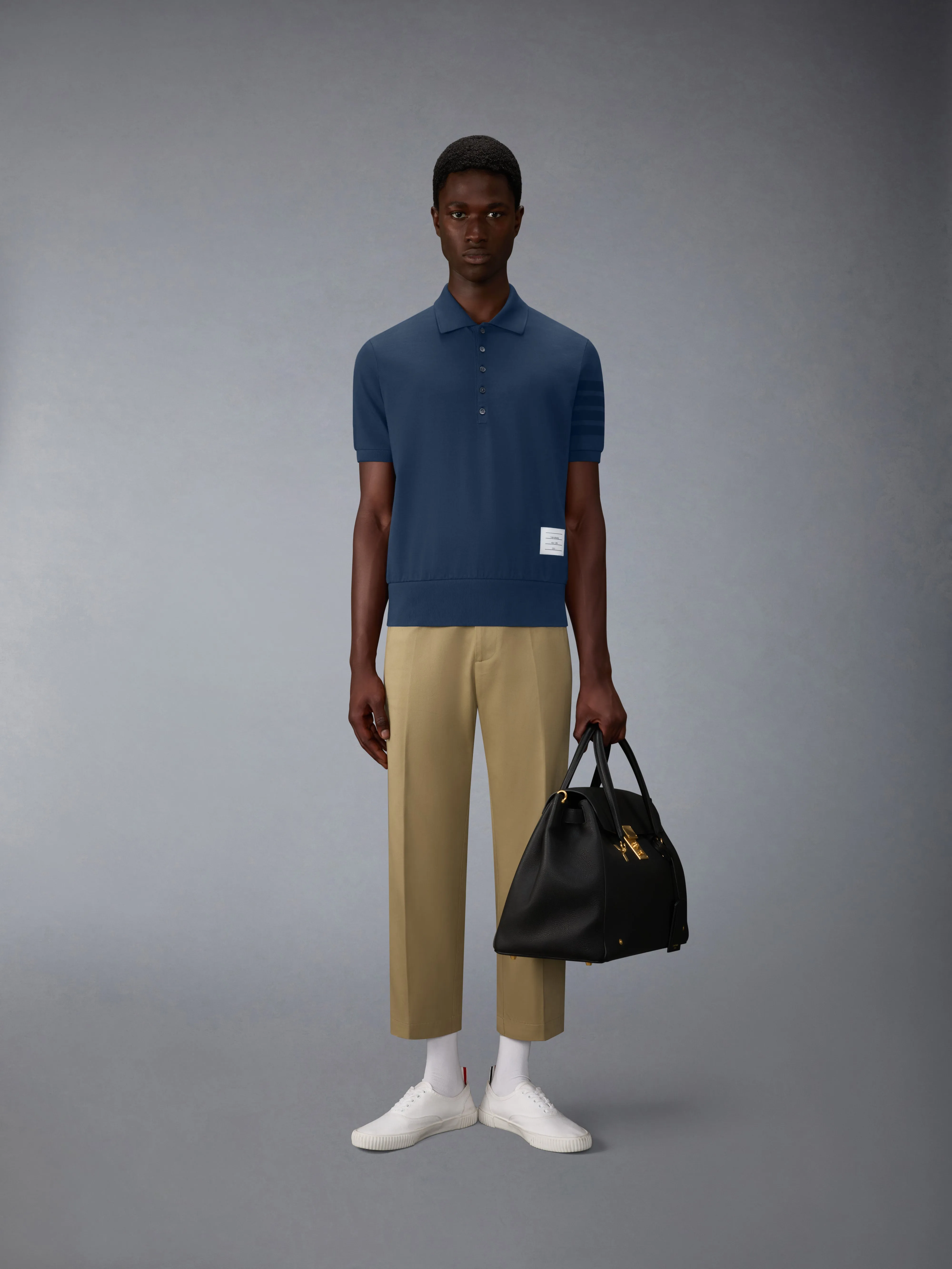 GARMENT OVERDYED JERSEY 4-BAR POLO sold by Thom Browne product image thumbnail 3