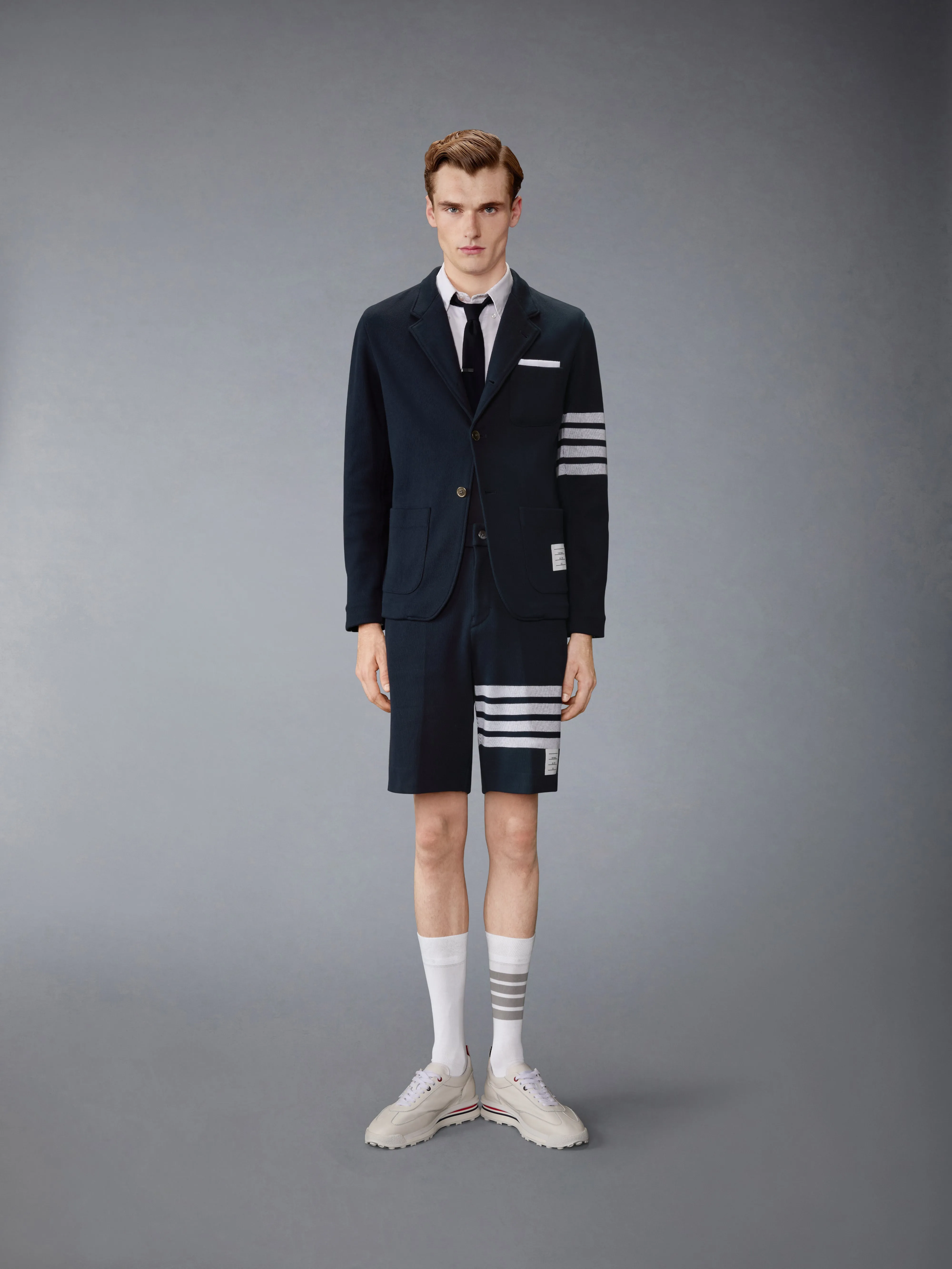 DOUBLE FACE KNIT 4-BAR BERMUDA SHORTS sold by Thom Browne product image thumbnail 3