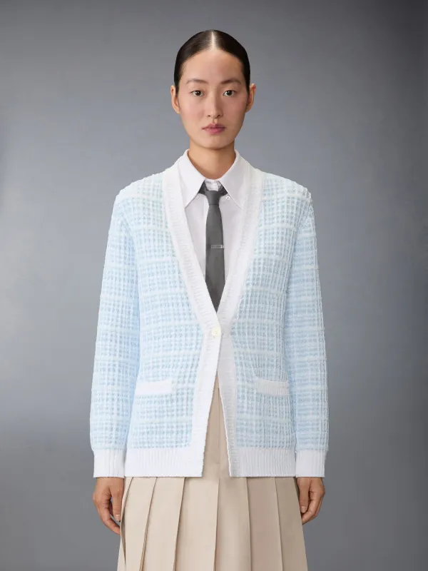 TUCK STITCH TWEED ELONGATED V-NECK CARDIGAN made by Thom Browne
