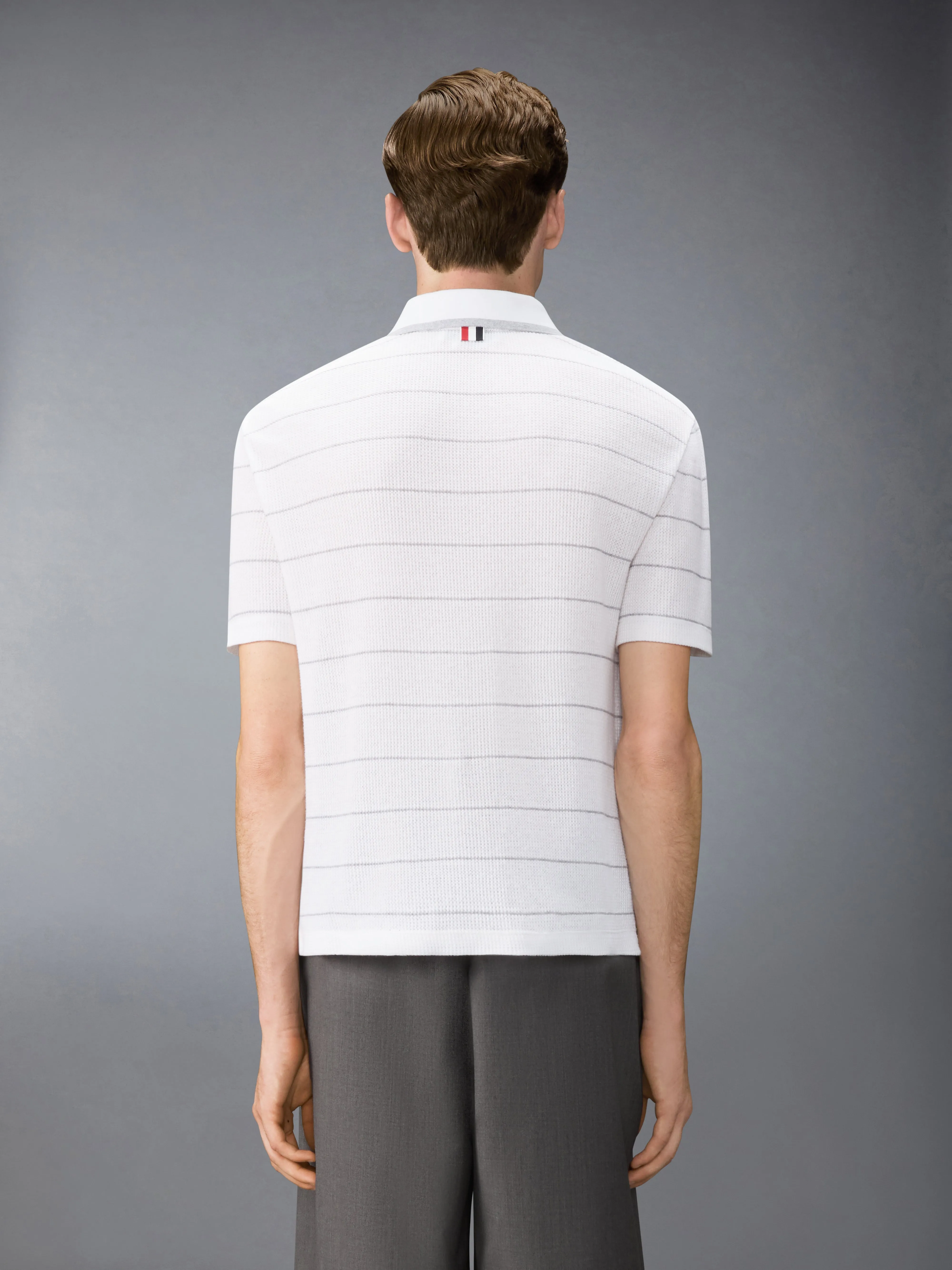 STRIPE WAFFLE SHORT SLEEVE SHIRT sold by Thom Browne product image thumbnail 2