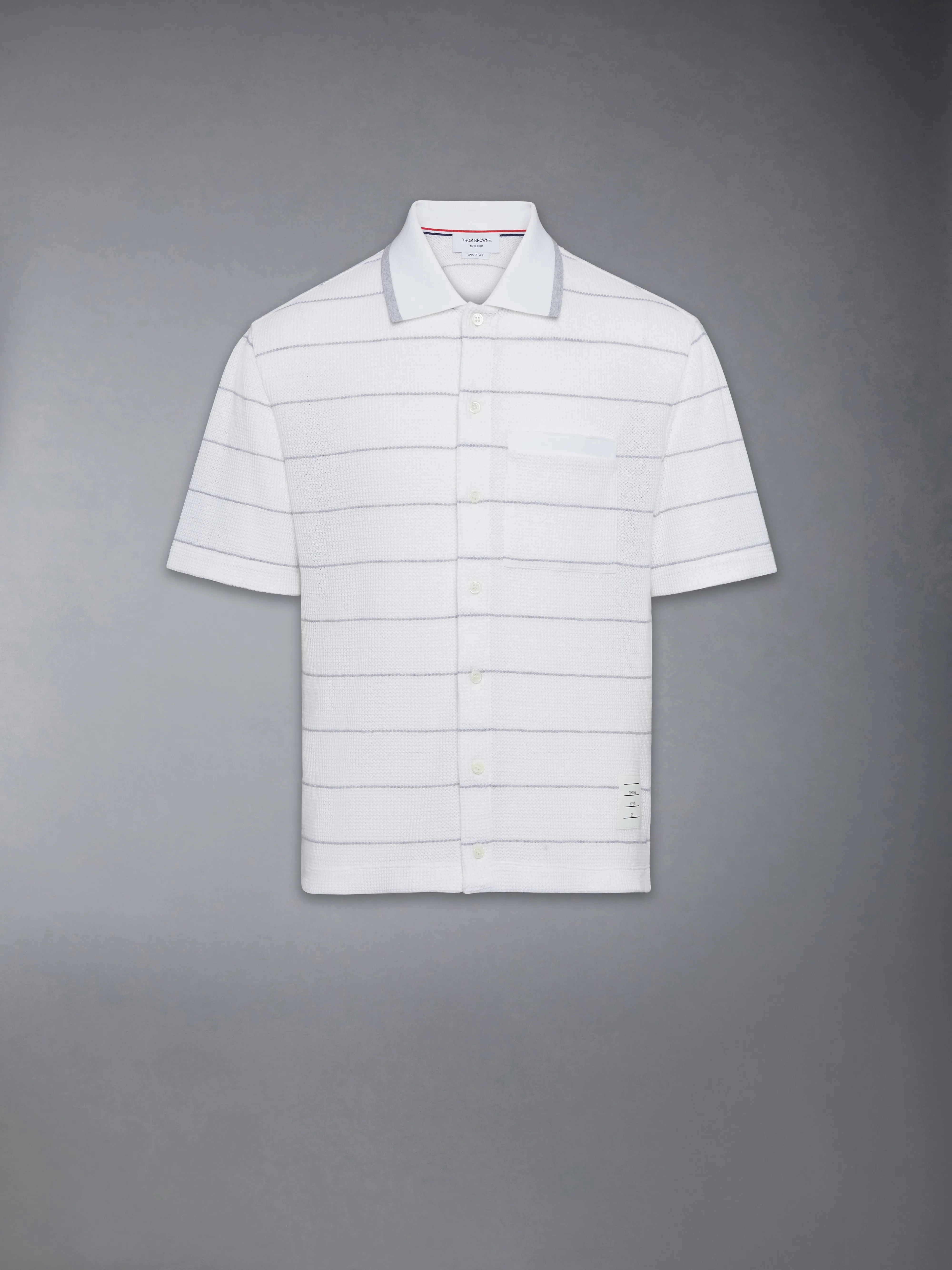 STRIPE WAFFLE SHORT SLEEVE SHIRT sold by Thom Browne product image thumbnail 5