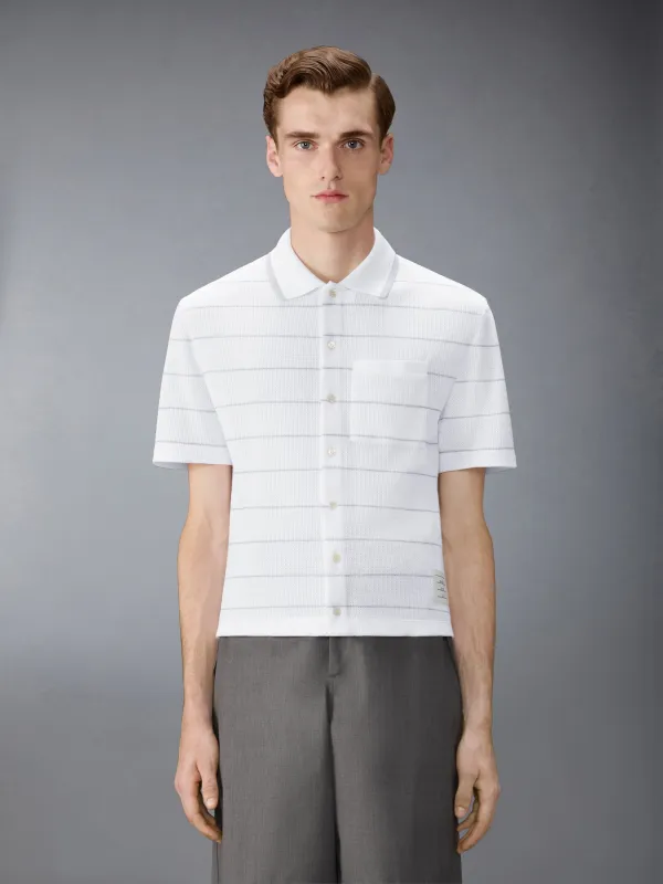 STRIPE WAFFLE SHORT SLEEVE SHIRT sold by Thom Browne