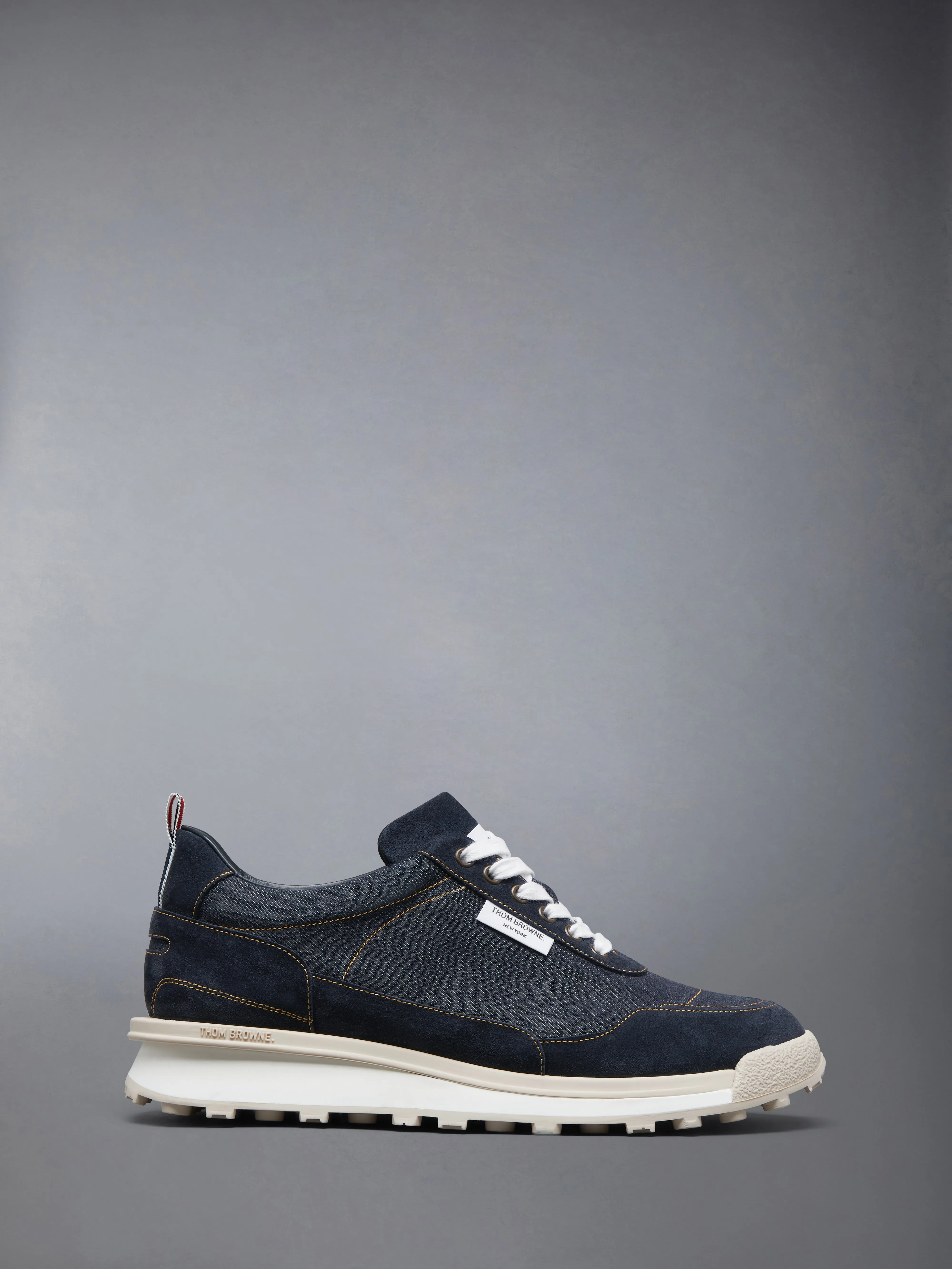 SELVEDGE DENIM TECH RUNNER ALUMNI SNEAKER sold by Thom Browne