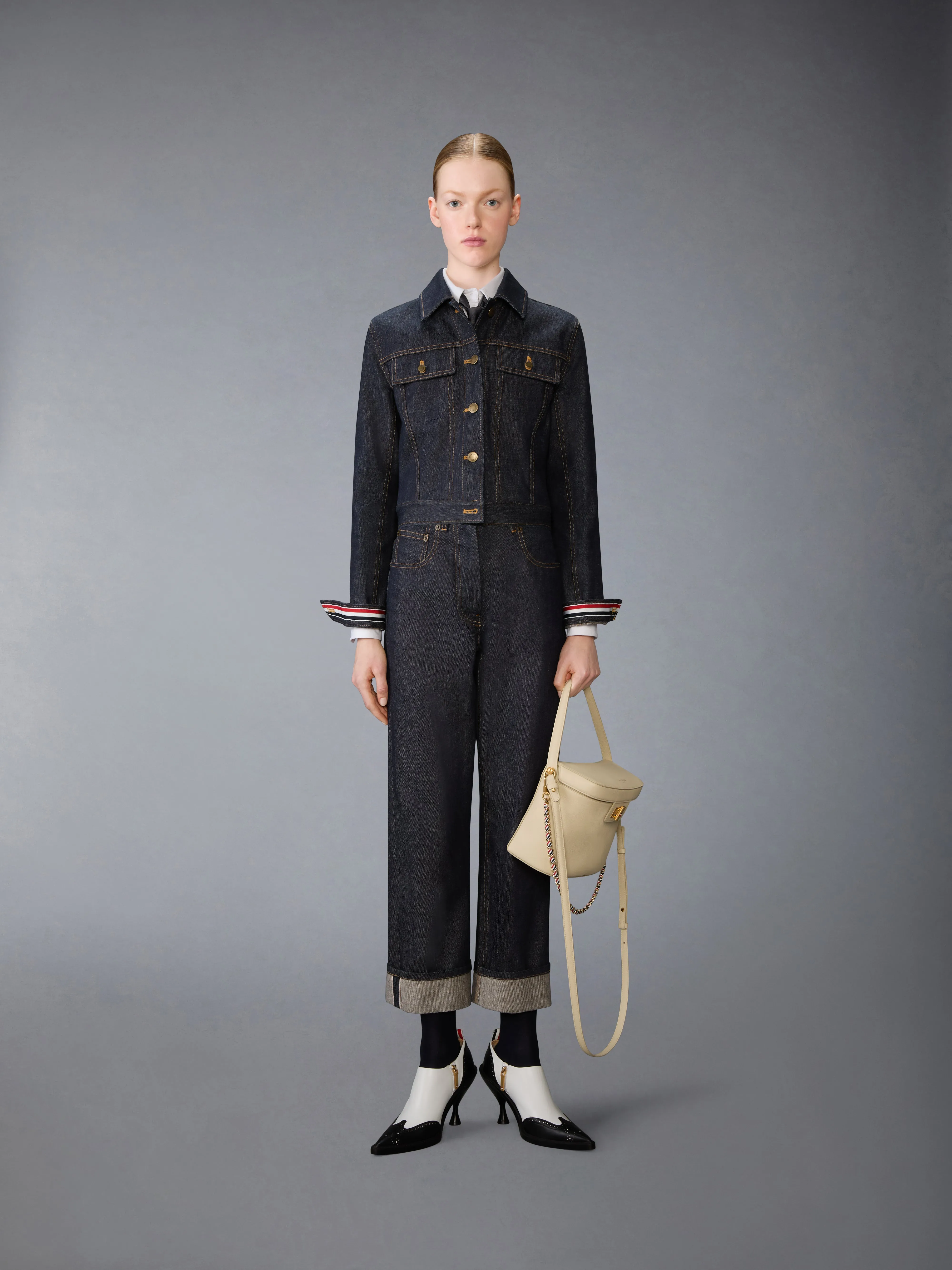 SELVEDGE DENIM SHRUNKEN JACKET sold by Thom Browne product image thumbnail 3