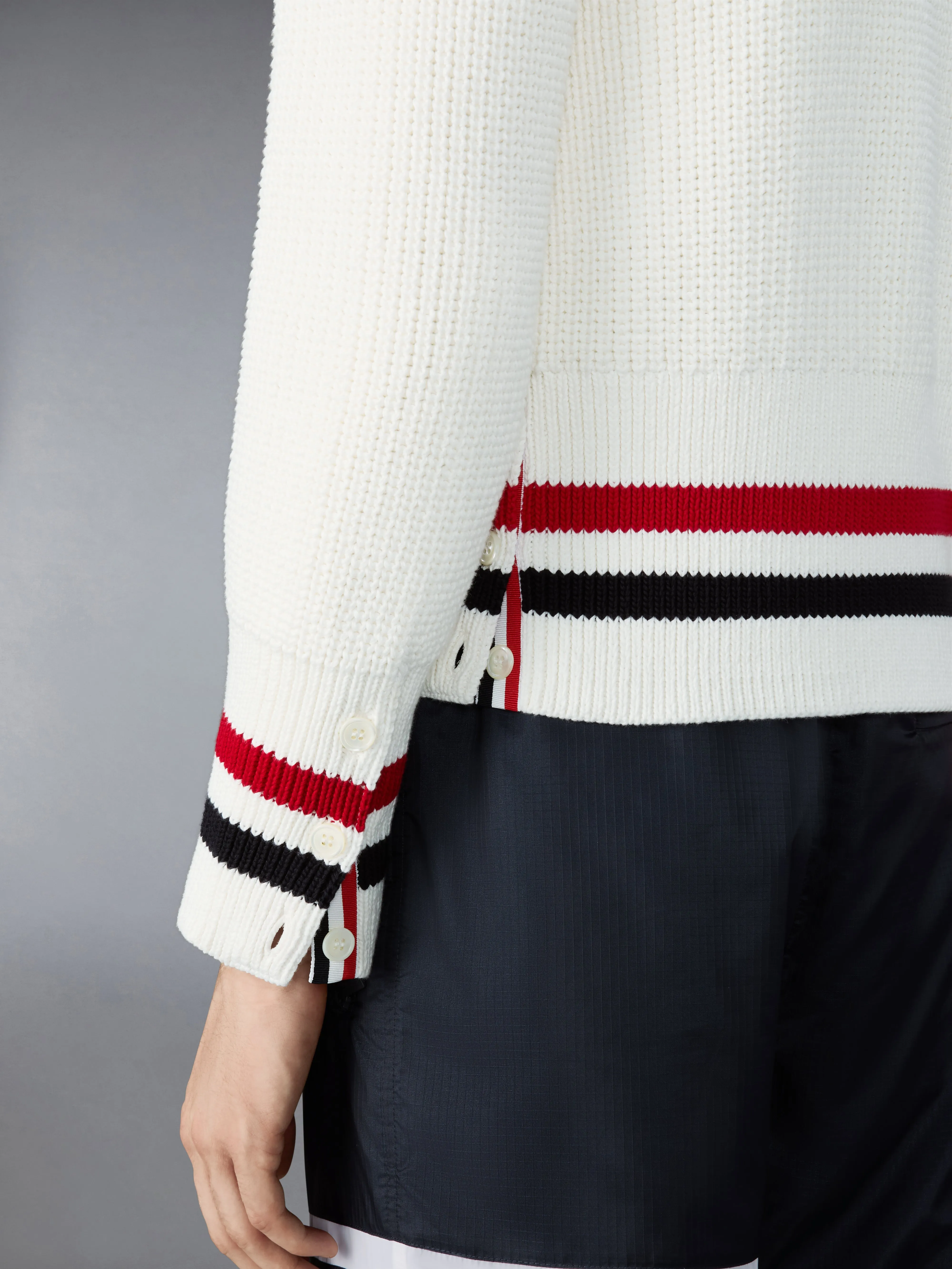 HALF CARDIGAN STITCH COTTON RWB CARDIGAN sold by Thom Browne product image thumbnail 4