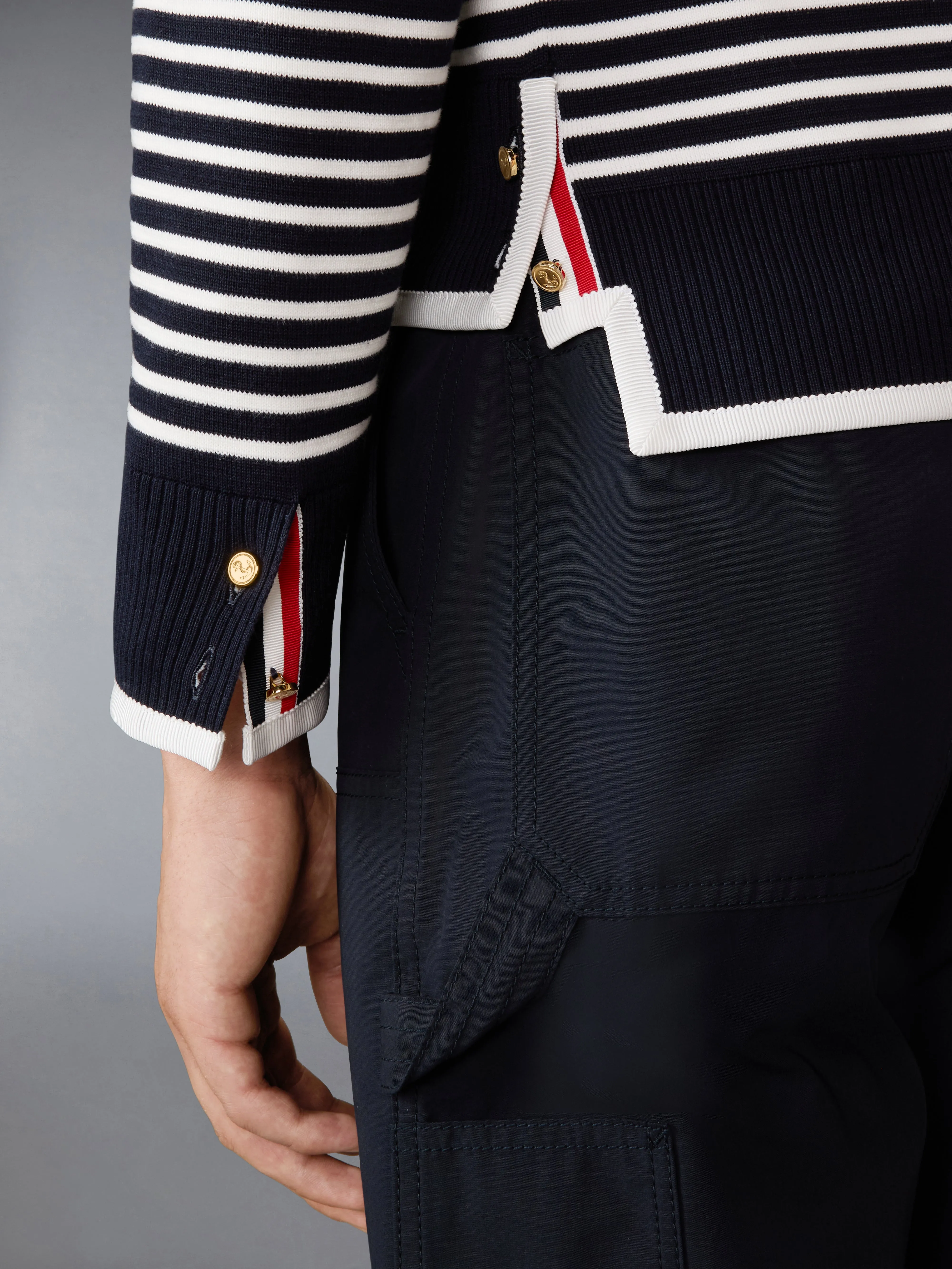 MILANO STITCH STRIPED BOXY FIT CARDIGAN sold by Thom Browne product image thumbnail 4