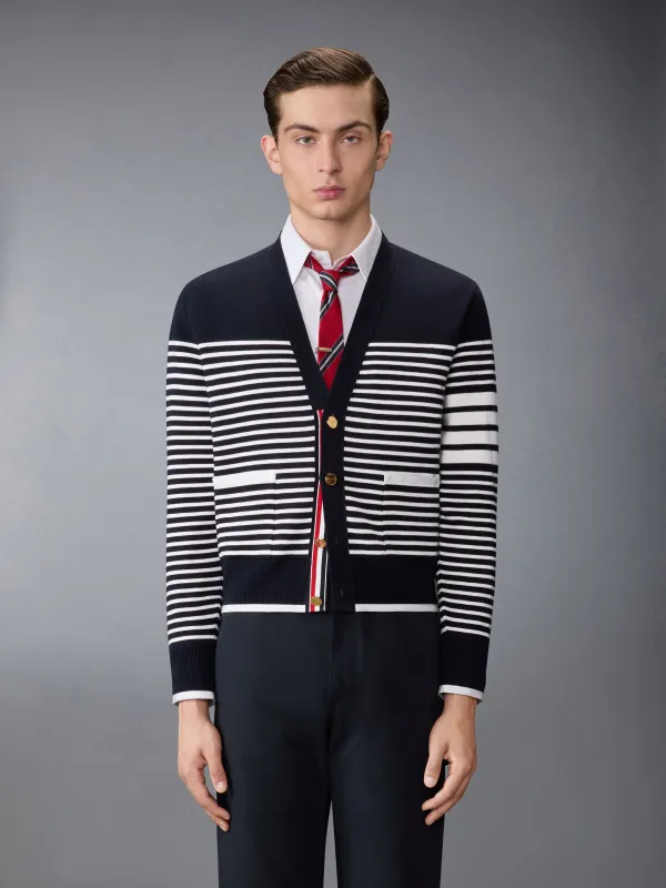MILANO STITCH STRIPED BOXY FIT CARDIGAN sold by Thom Browne