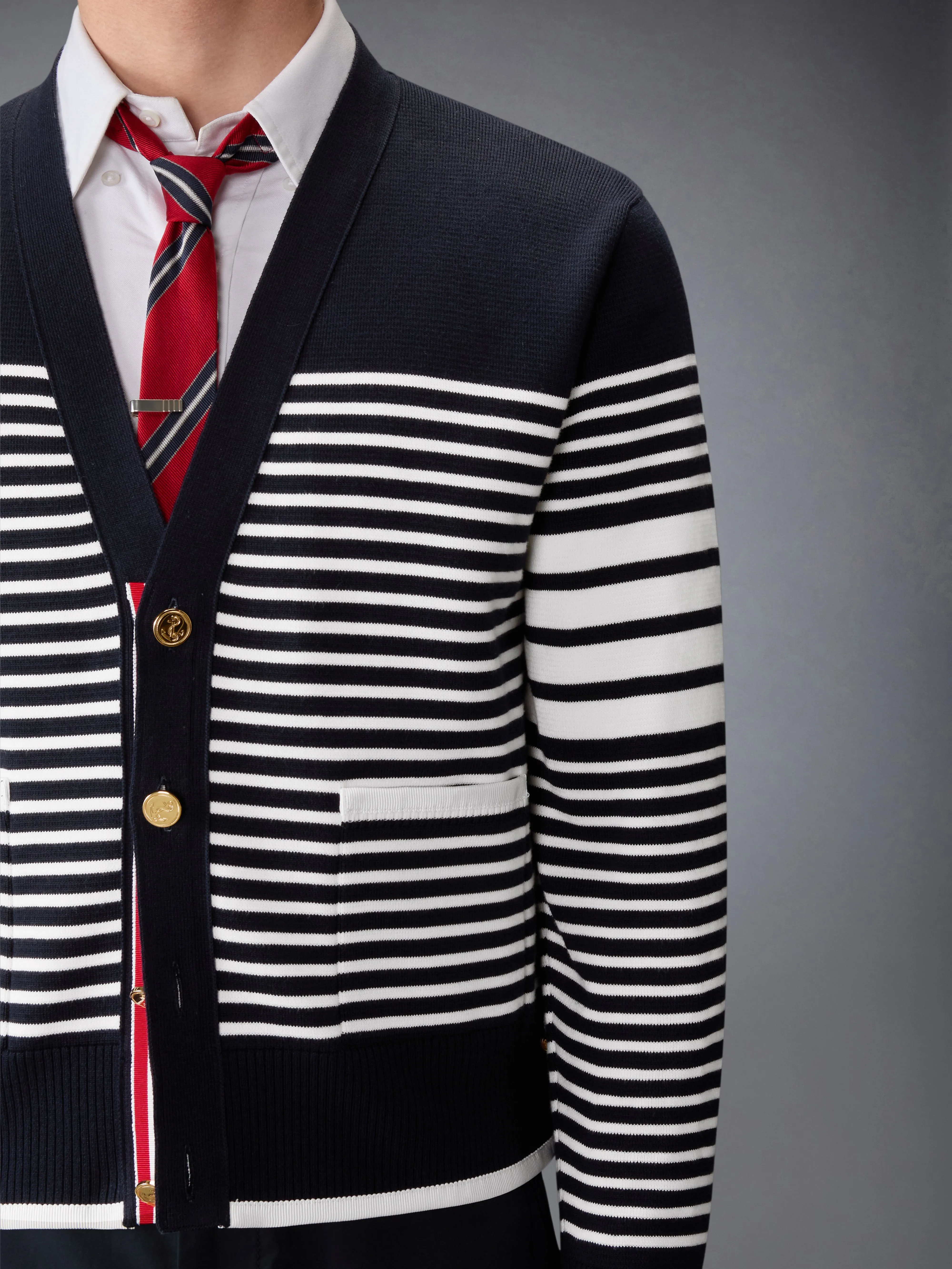 MILANO STITCH STRIPED BOXY FIT CARDIGAN sold by Thom Browne product image thumbnail 5