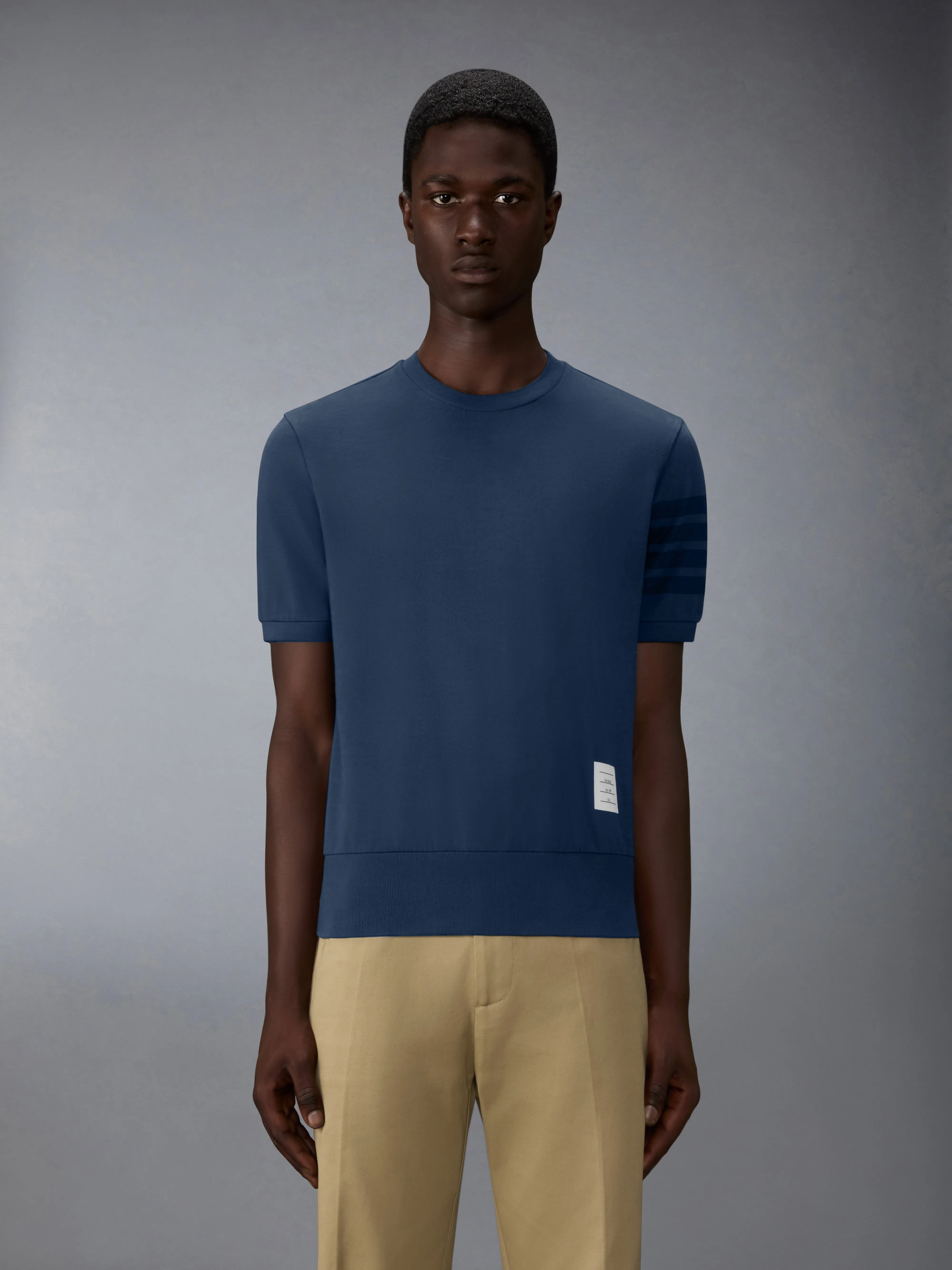 COTTON JERSEY 4-BAR TEE sold by Thom Browne