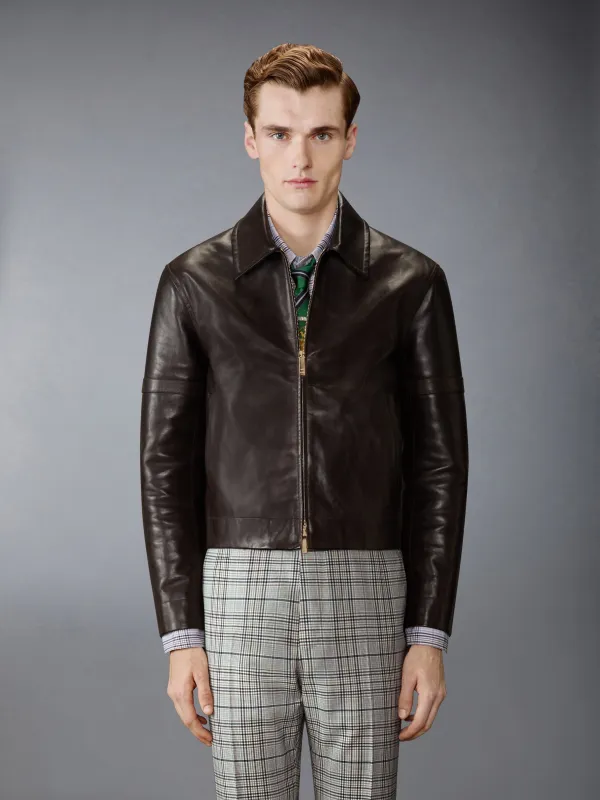 VITELLO LEATHER ZIP UP JACKET sold by Thom Browne