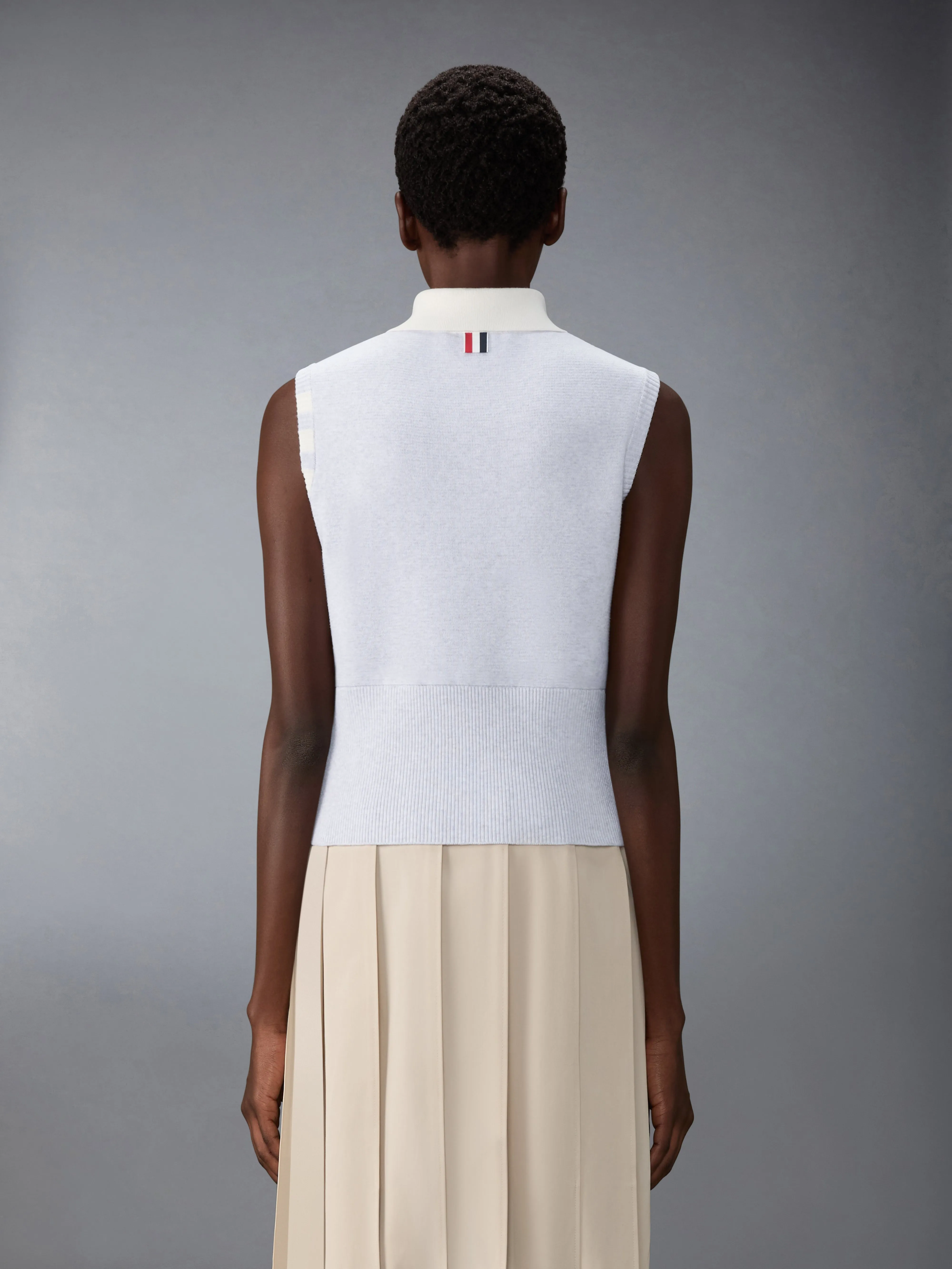 MILANO STITCH 4-BAR SLEEVELESS POLO sold by Thom Browne product image thumbnail 2