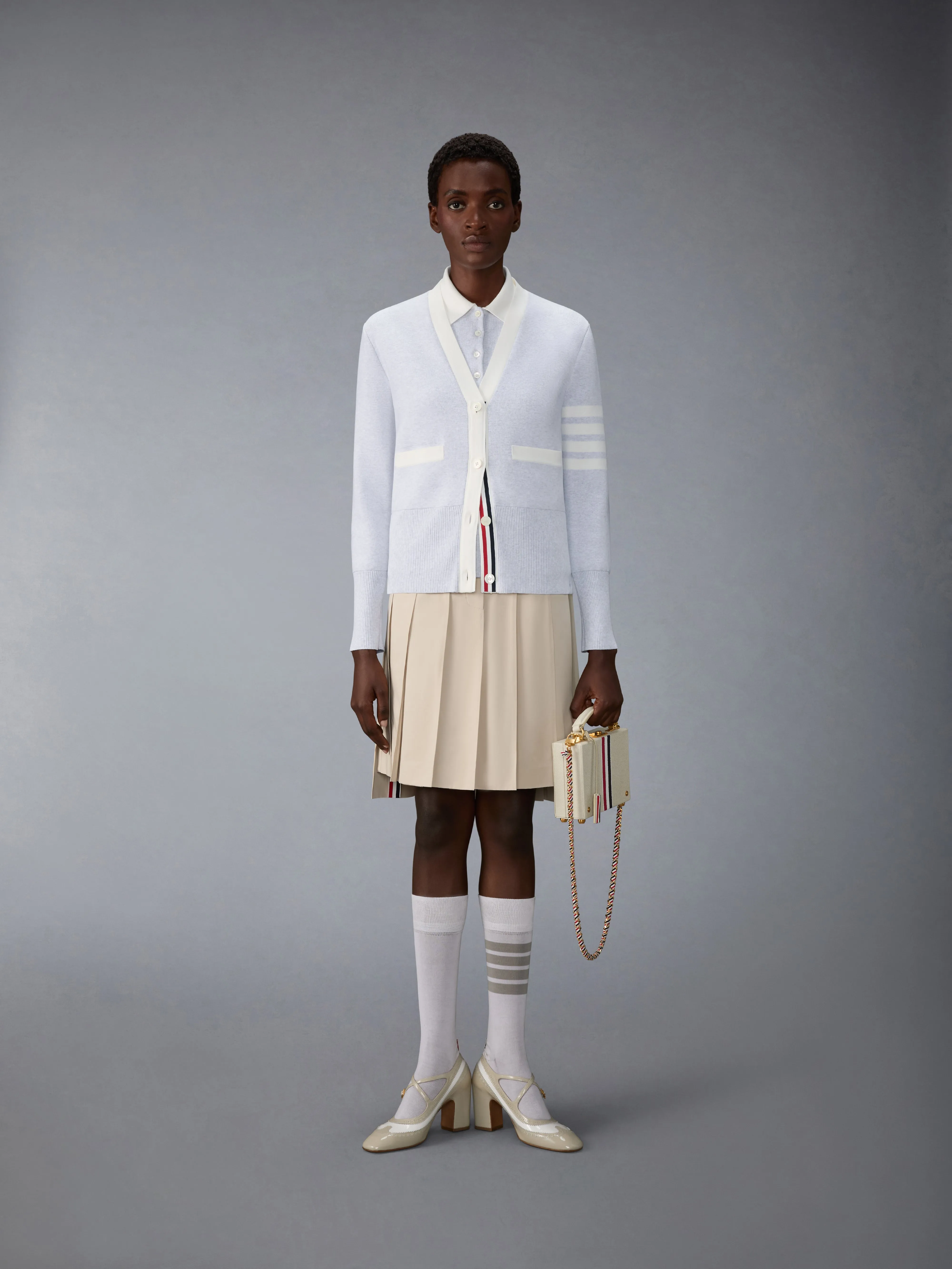 MILANO STITCH 4-BAR SLEEVELESS POLO sold by Thom Browne product image thumbnail 3