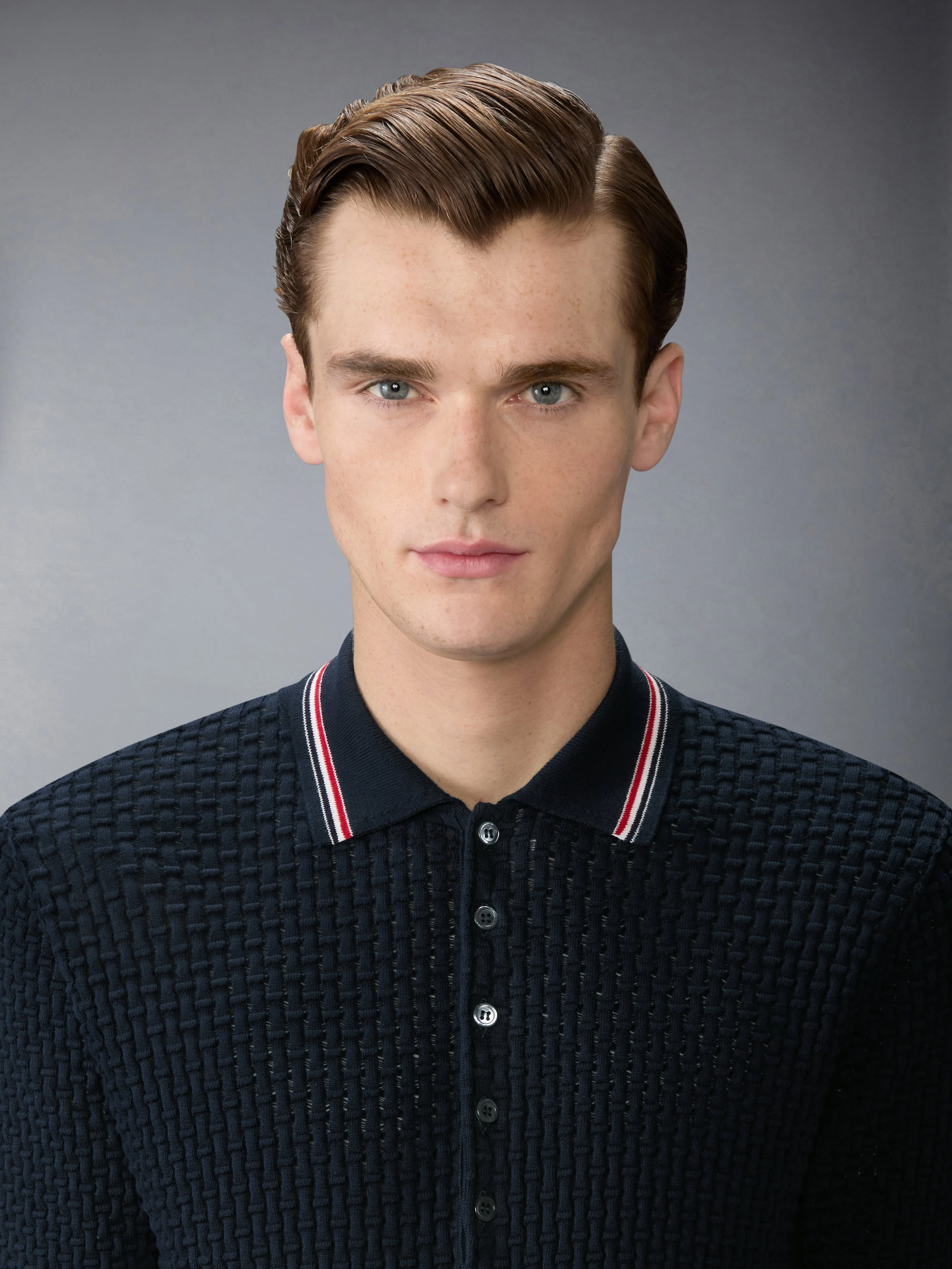 FLOAT RIPPLE STITCH RWB STRIPE POLO sold by Thom Browne product image thumbnail 5