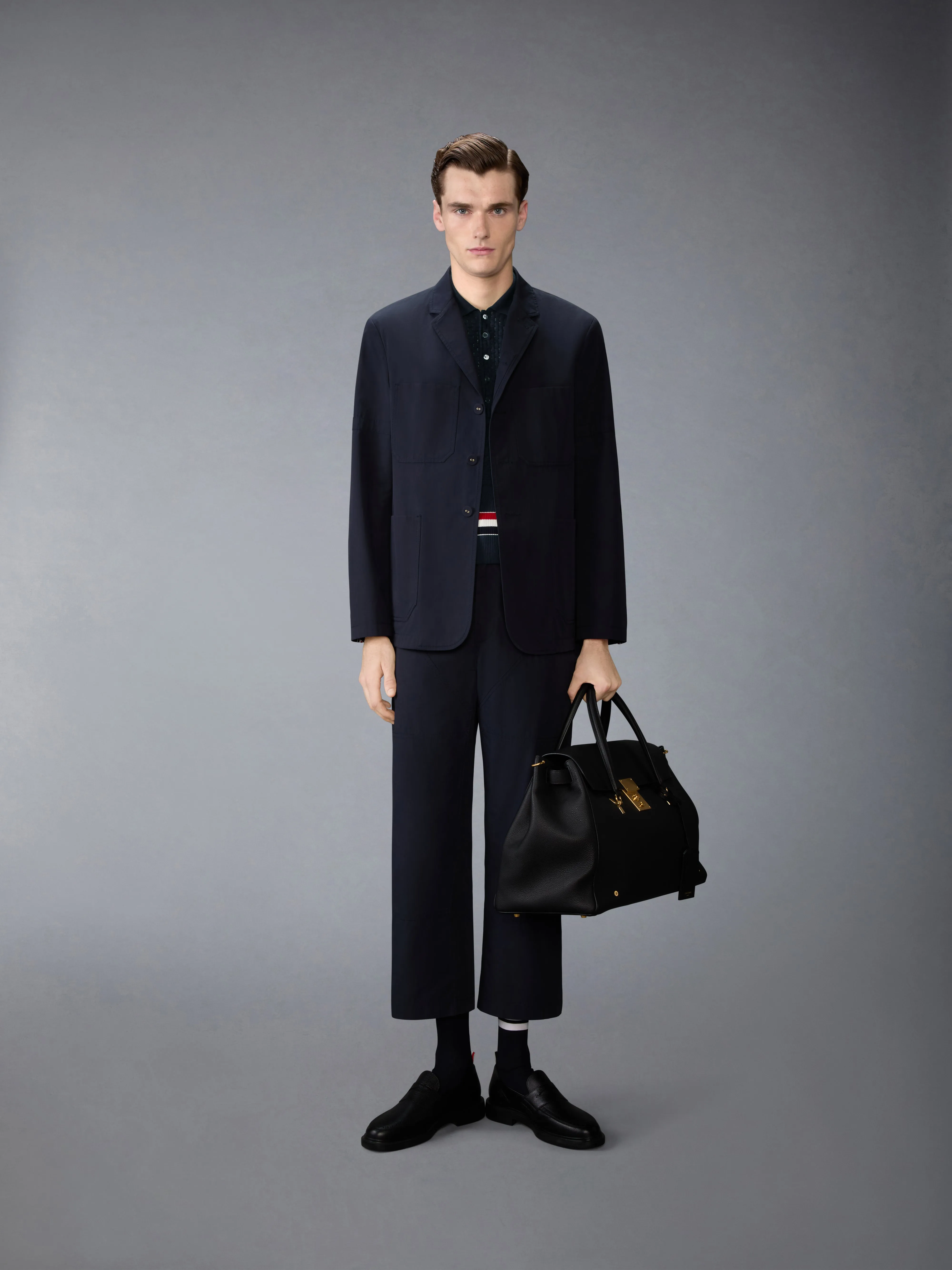 FLOAT RIPPLE STITCH RWB STRIPE POLO sold by Thom Browne product image thumbnail 3