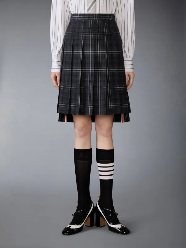 WINDOWPANE PLAID COOL WOOL PLEATED SKIRT sold by Thom Browne