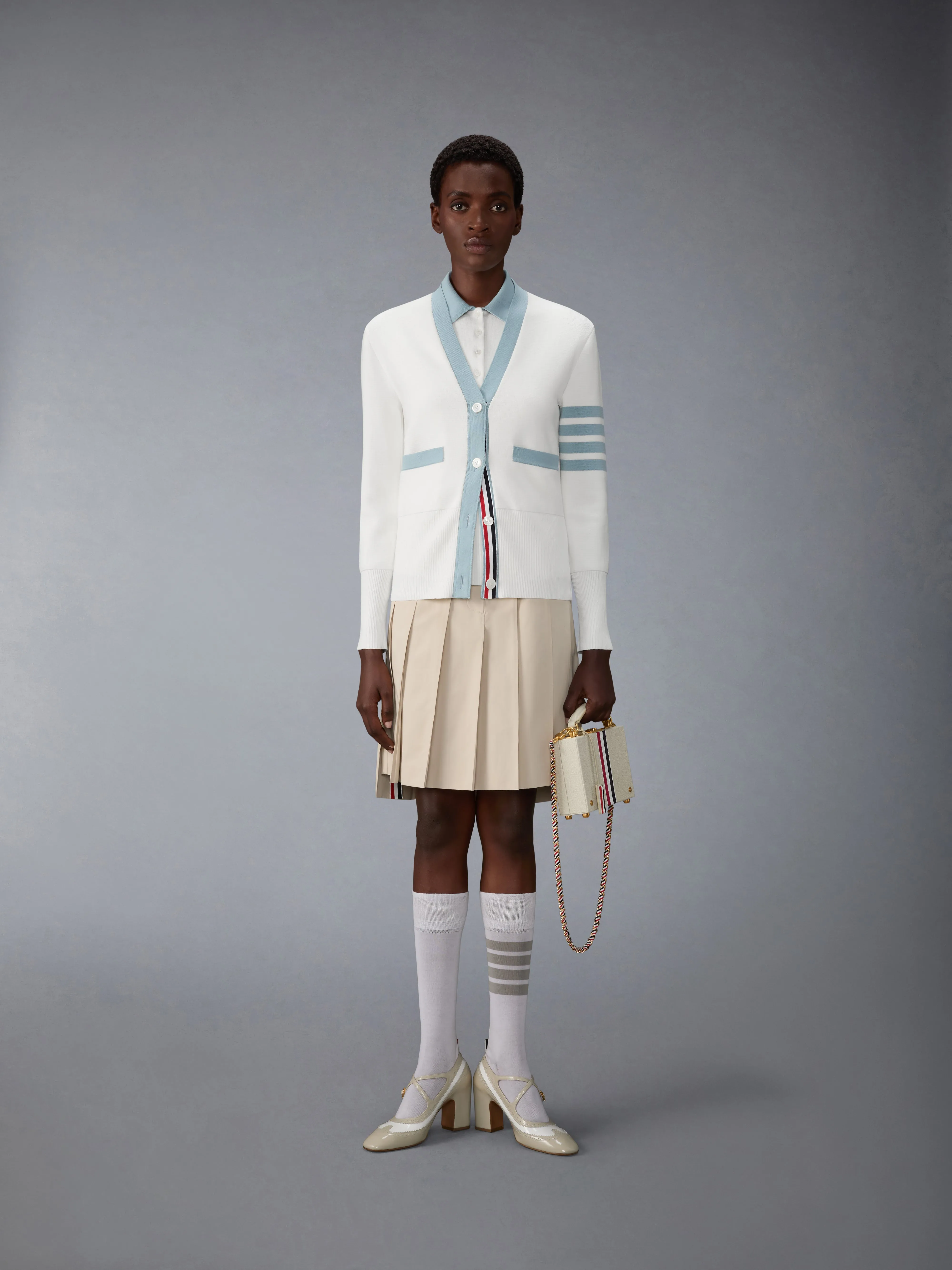 MILANO STITCH 4-BAR SLEEVELESS POLO sold by Thom Browne product image thumbnail 3