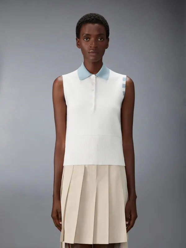 MILANO STITCH 4-BAR SLEEVELESS POLO sold by Thom Browne