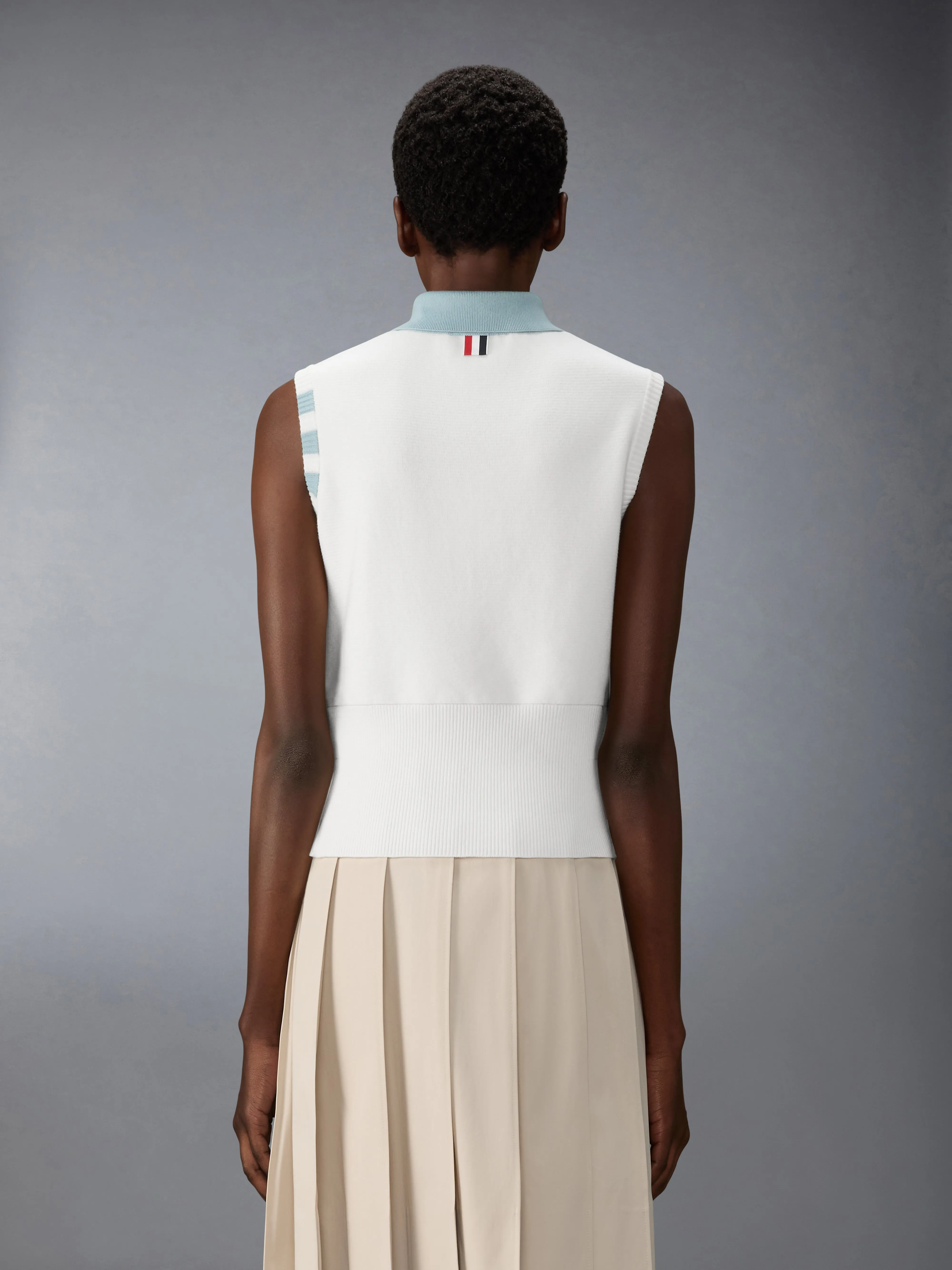 MILANO STITCH 4-BAR SLEEVELESS POLO sold by Thom Browne product image thumbnail 2