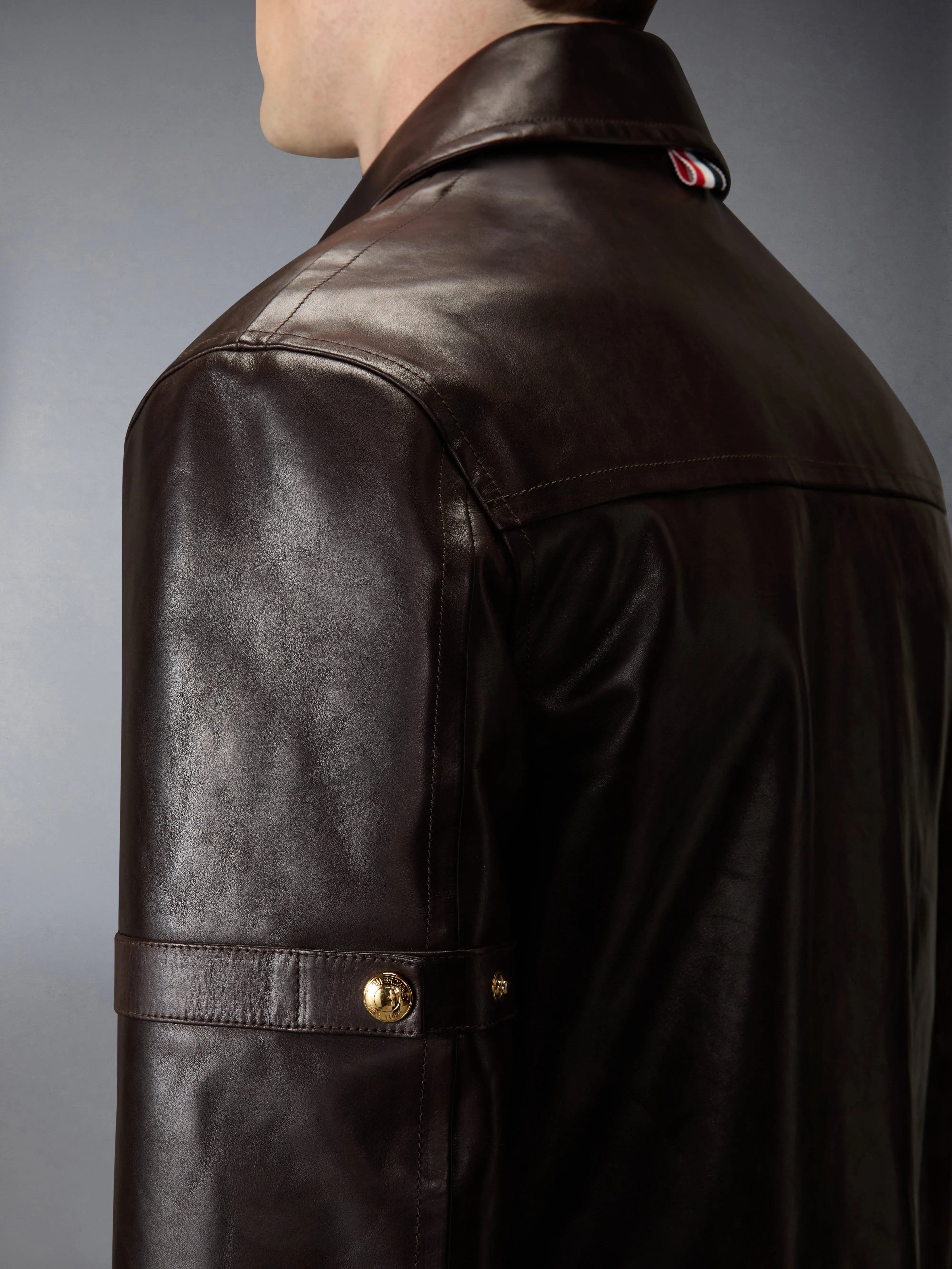 ZIP UP LEATHER JACKET sold by Thom Browne product image thumbnail 5