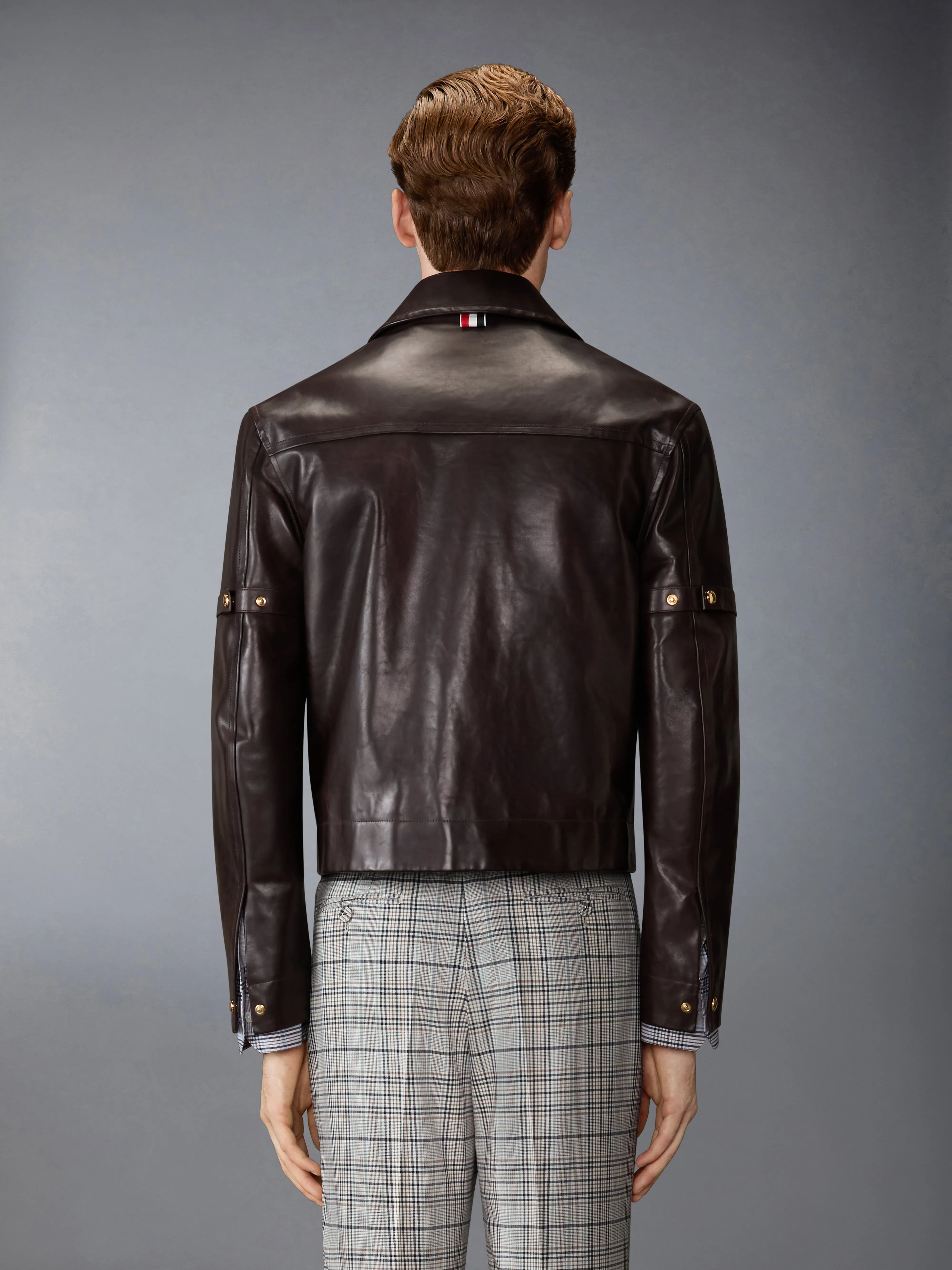 ZIP UP LEATHER JACKET sold by Thom Browne product image thumbnail 2