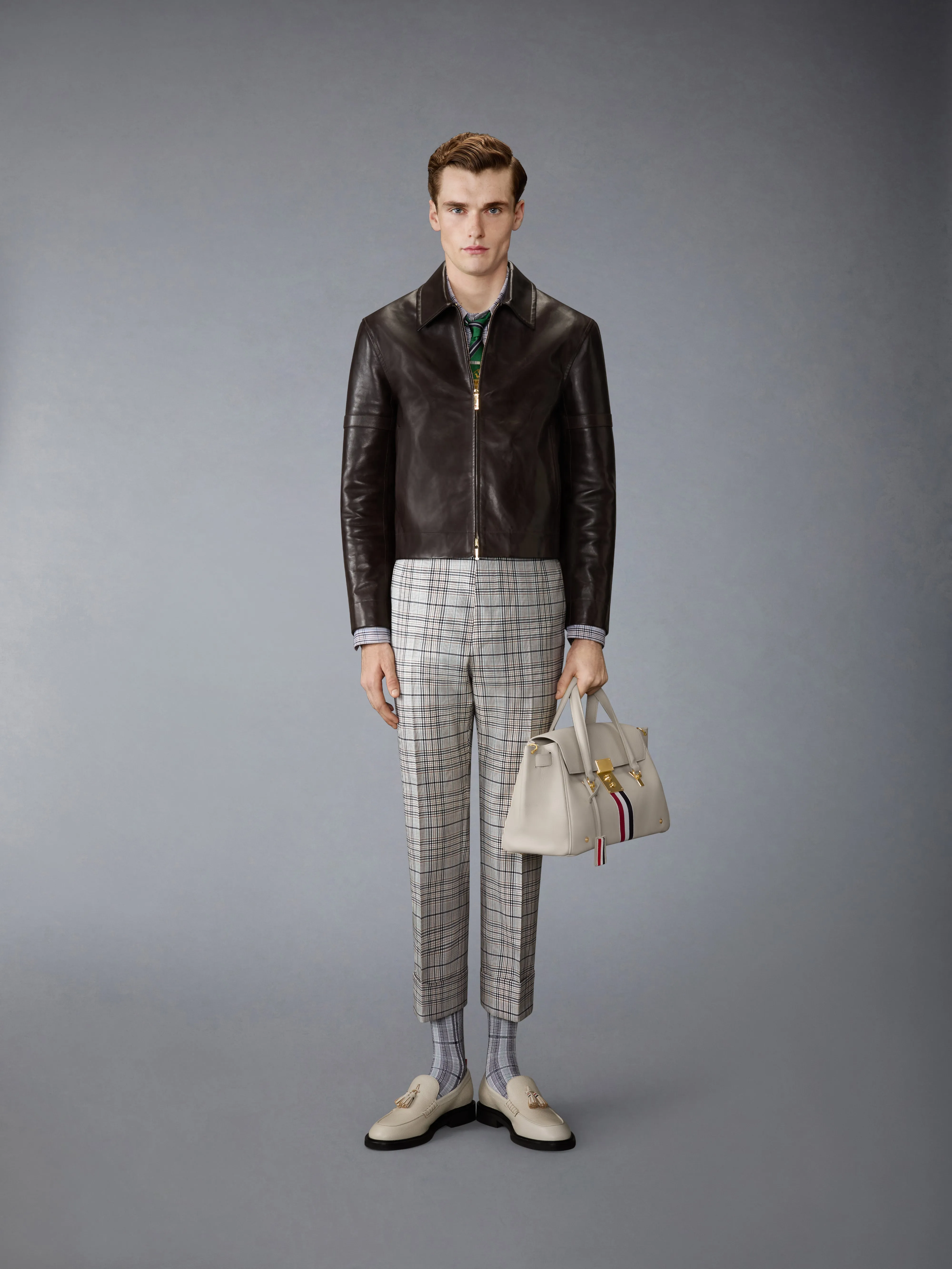 ZIP UP LEATHER JACKET sold by Thom Browne product image thumbnail 3