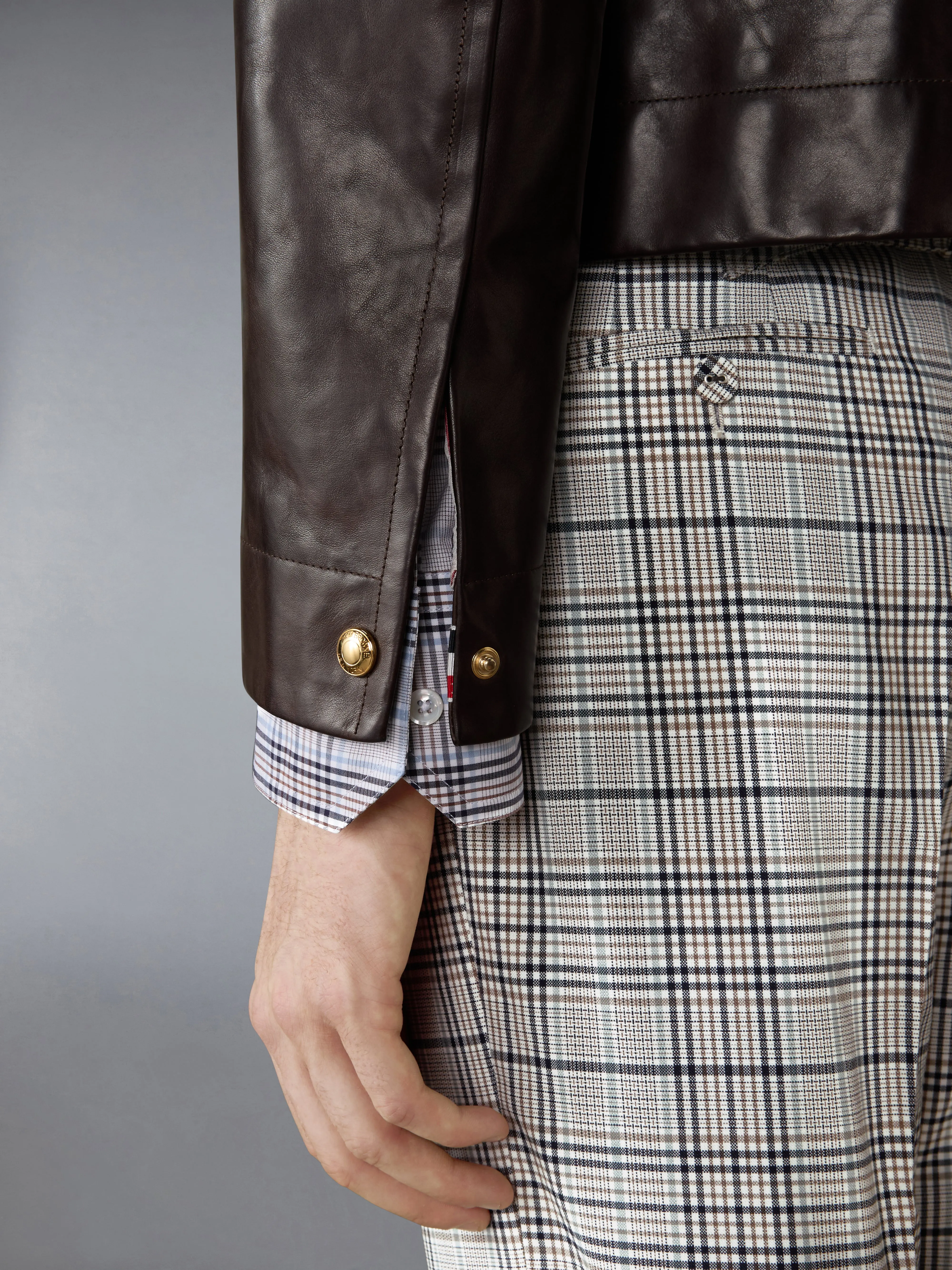 ZIP UP LEATHER JACKET sold by Thom Browne product image thumbnail 4