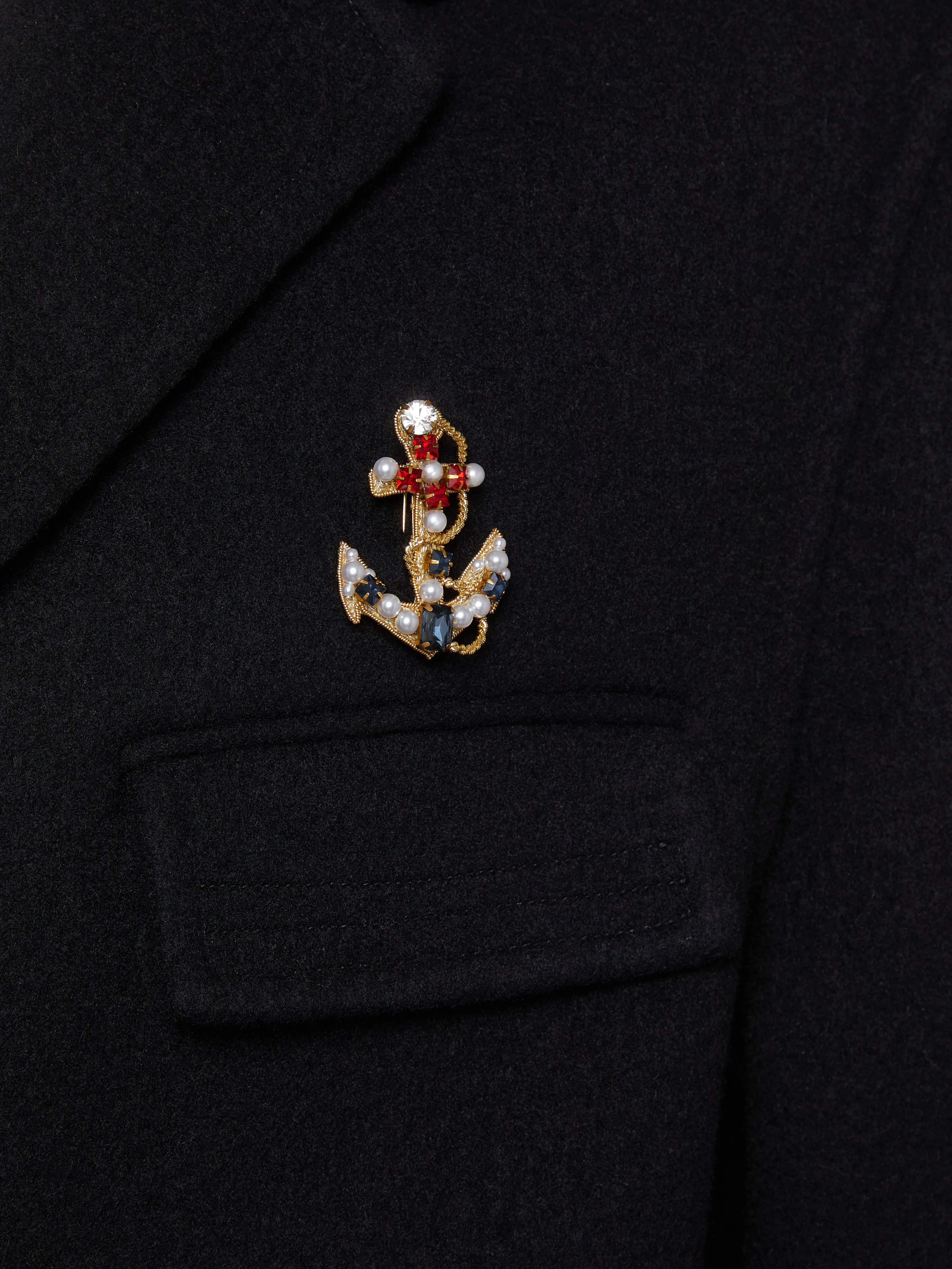 PEARL AND CRYSTAL EMBROIDERY ANCHOR BROOCH sold by Thom Browne product image thumbnail 3