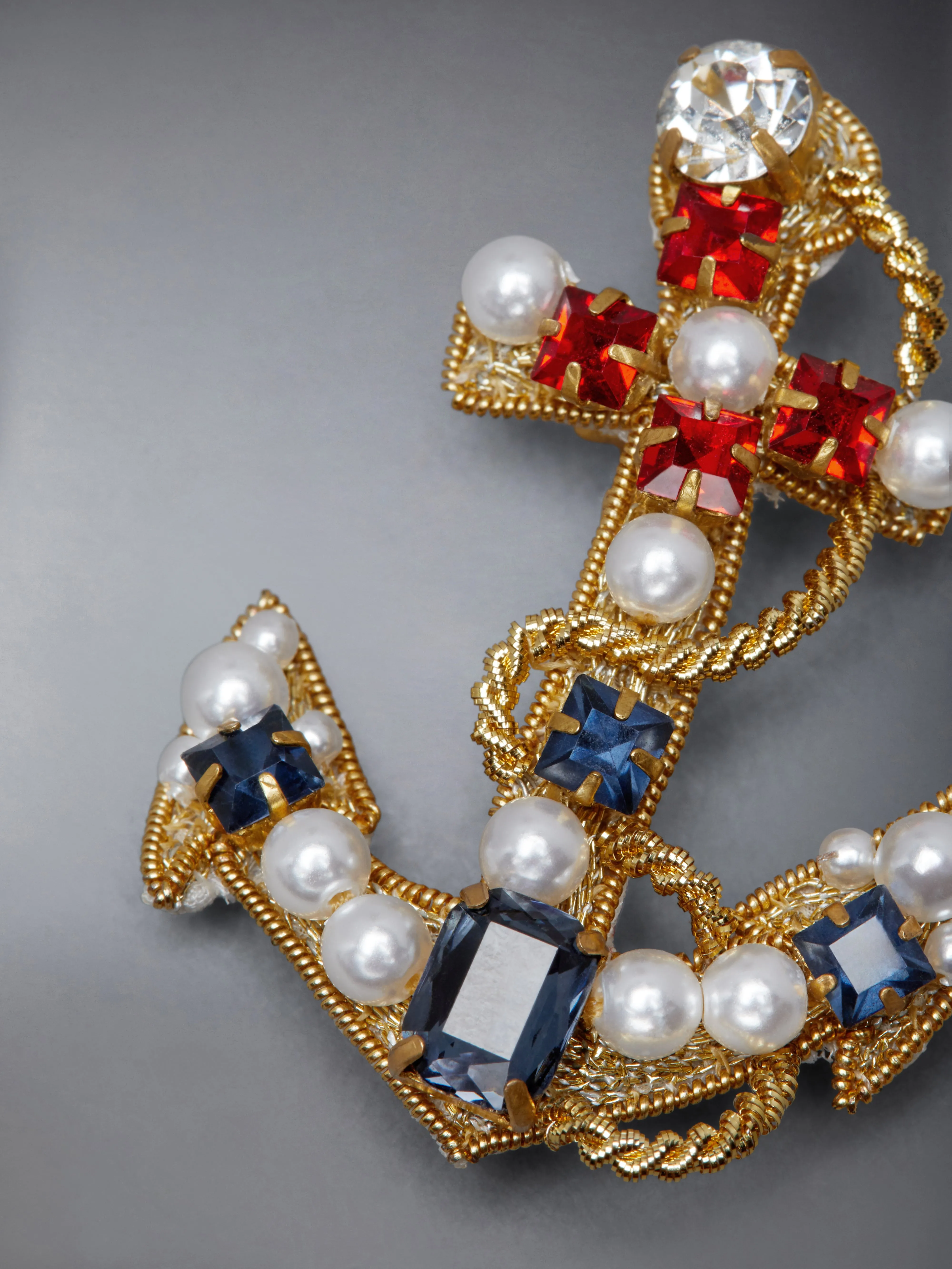 PEARL AND CRYSTAL EMBROIDERY ANCHOR BROOCH sold by Thom Browne product image thumbnail 2