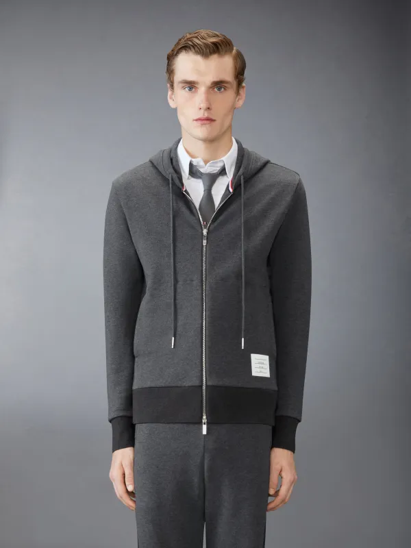 LOOPBACK JERSEY 4-BAR ZIP UP HOODIE sold by Thom Browne