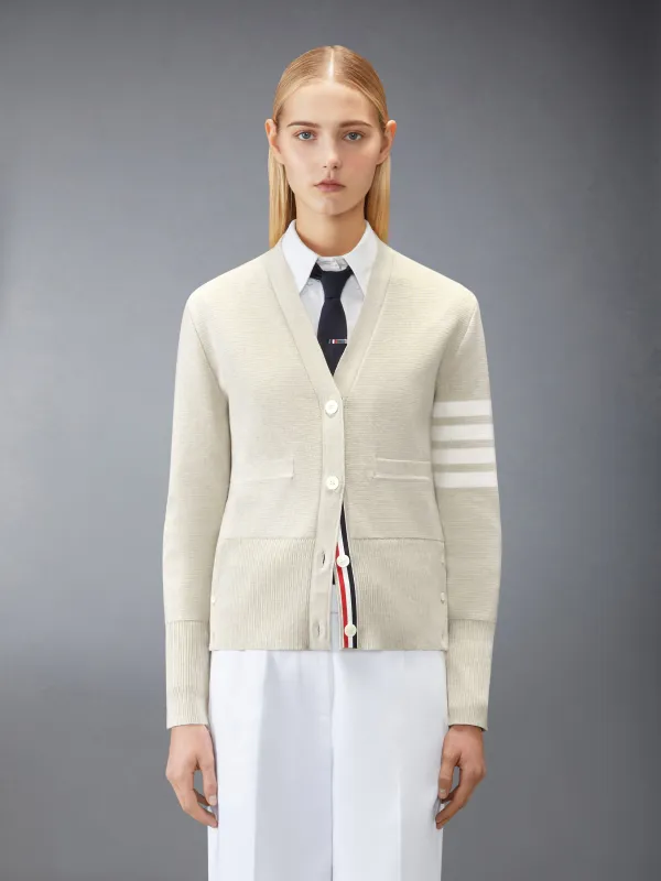 COTTON 4-BAR MILANO CLASSIC V-NECK CARDIGAN made by Thom Browne