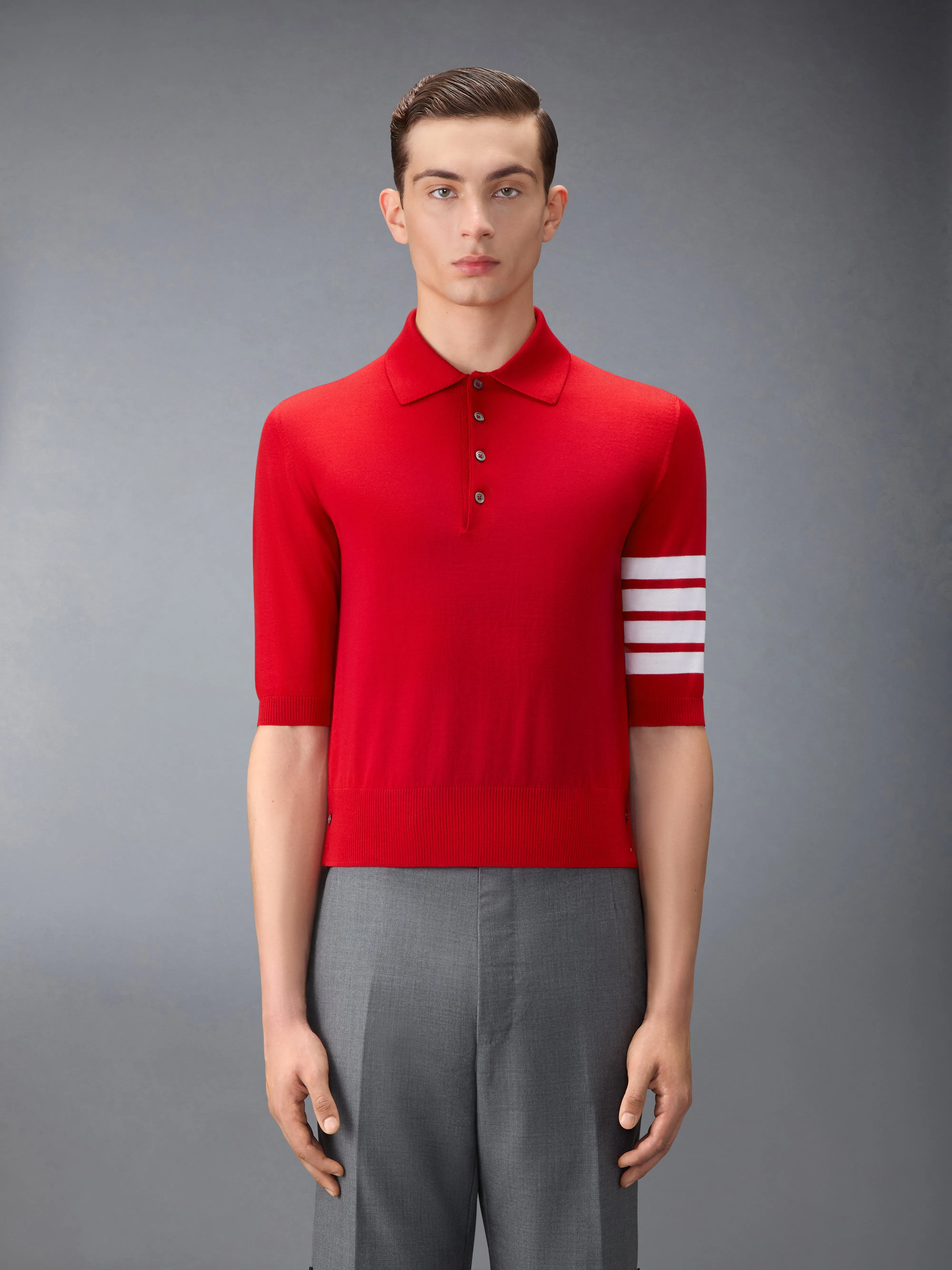 FINE MERINO WOOL 4-BAR POLO sold by Thom Browne