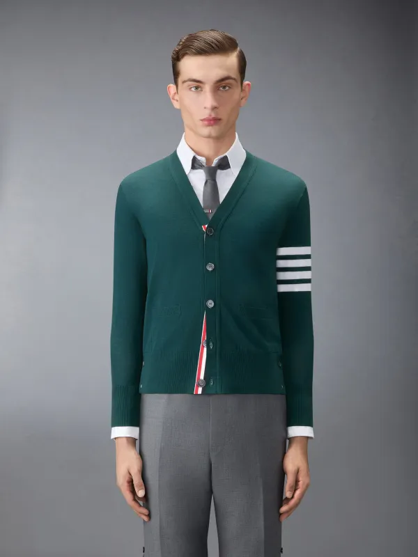 MERINO WOOL 4-BAR CLASSIC V-NECK CARDIGAN sold by Thom Browne