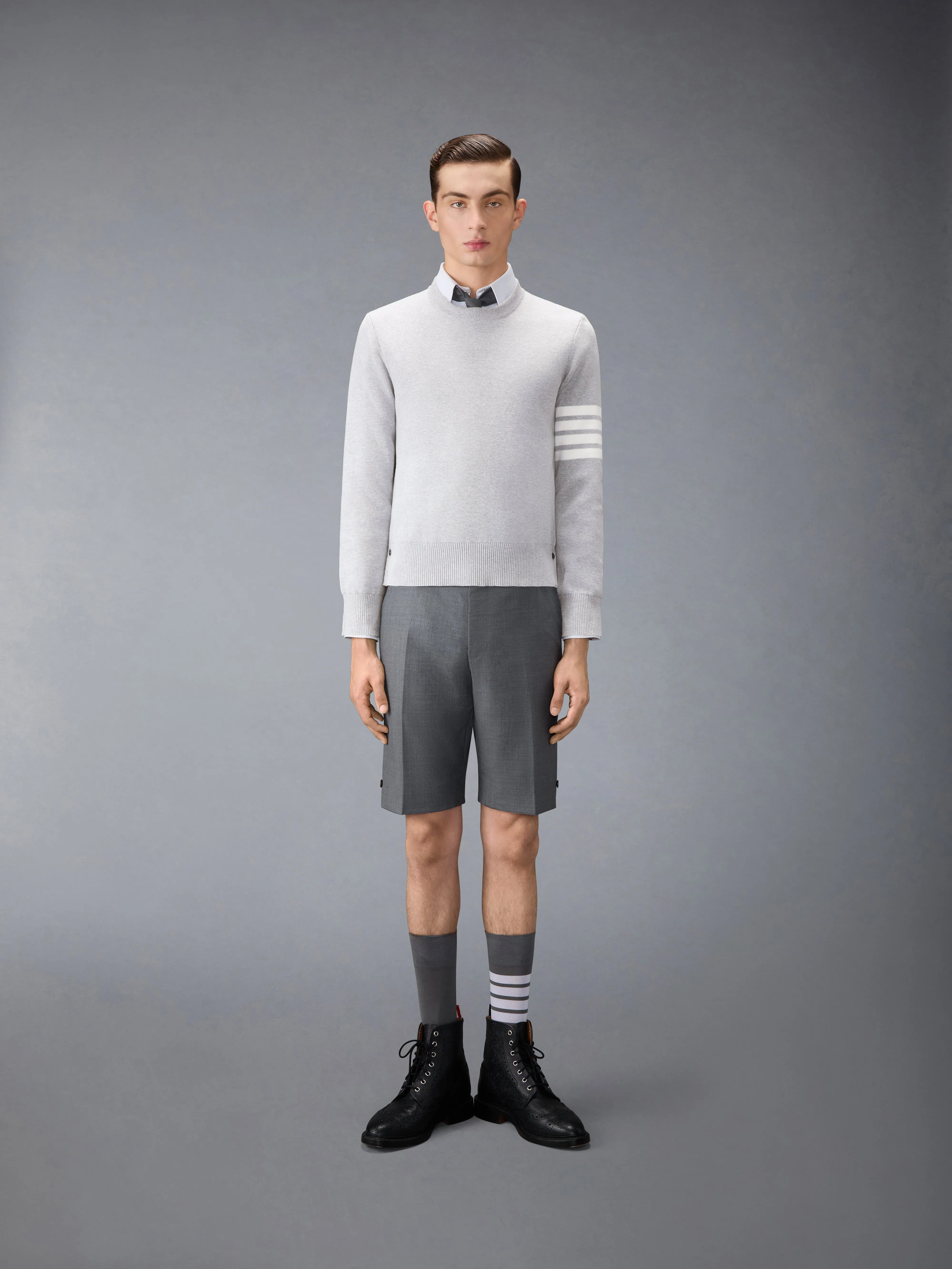 COTTON CREPE 4-BAR MILANO STITCH PULLOVER sold by Thom Browne product image thumbnail 3