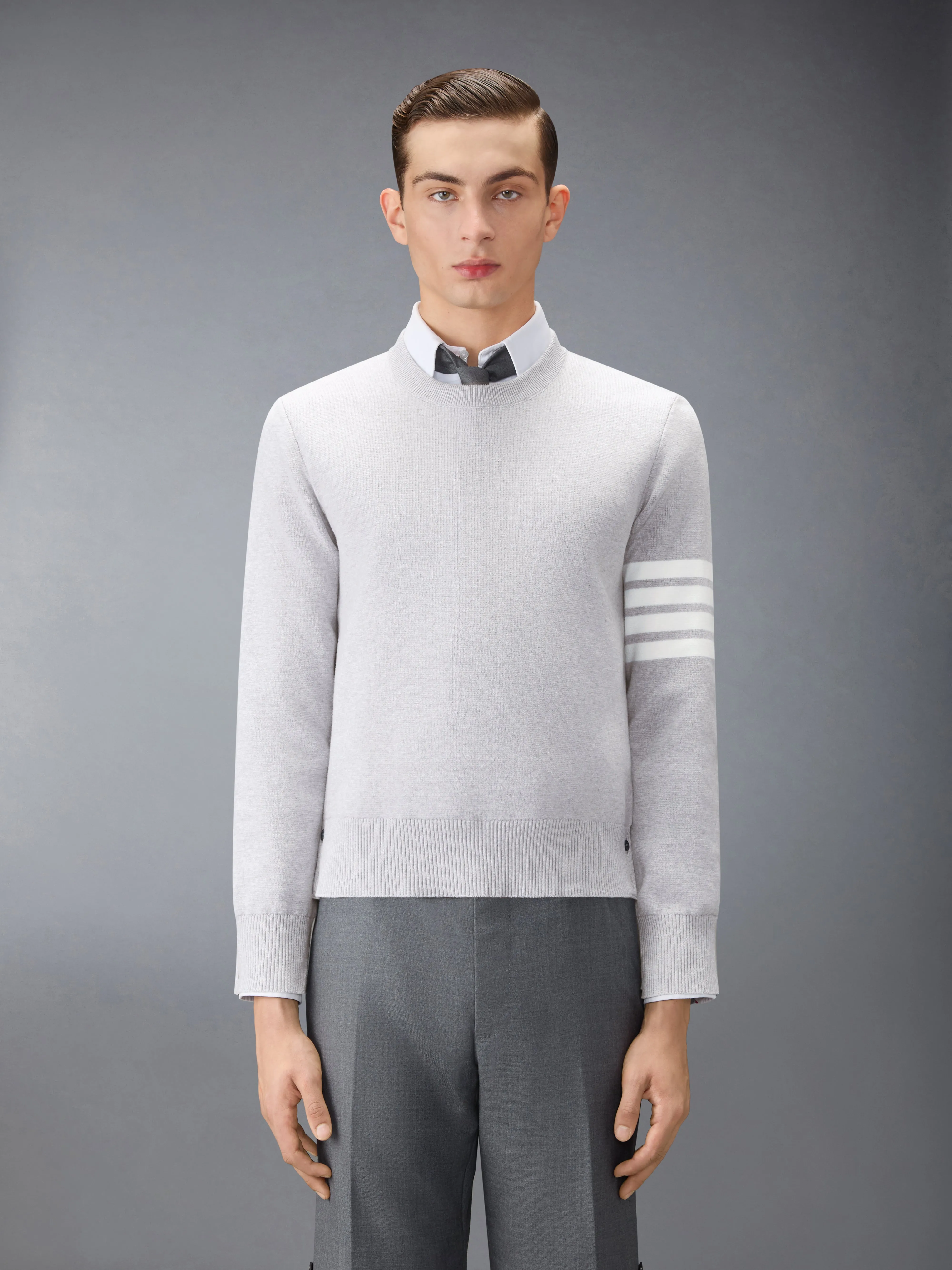 COTTON CREPE 4-BAR MILANO STITCH PULLOVER sold by Thom Browne